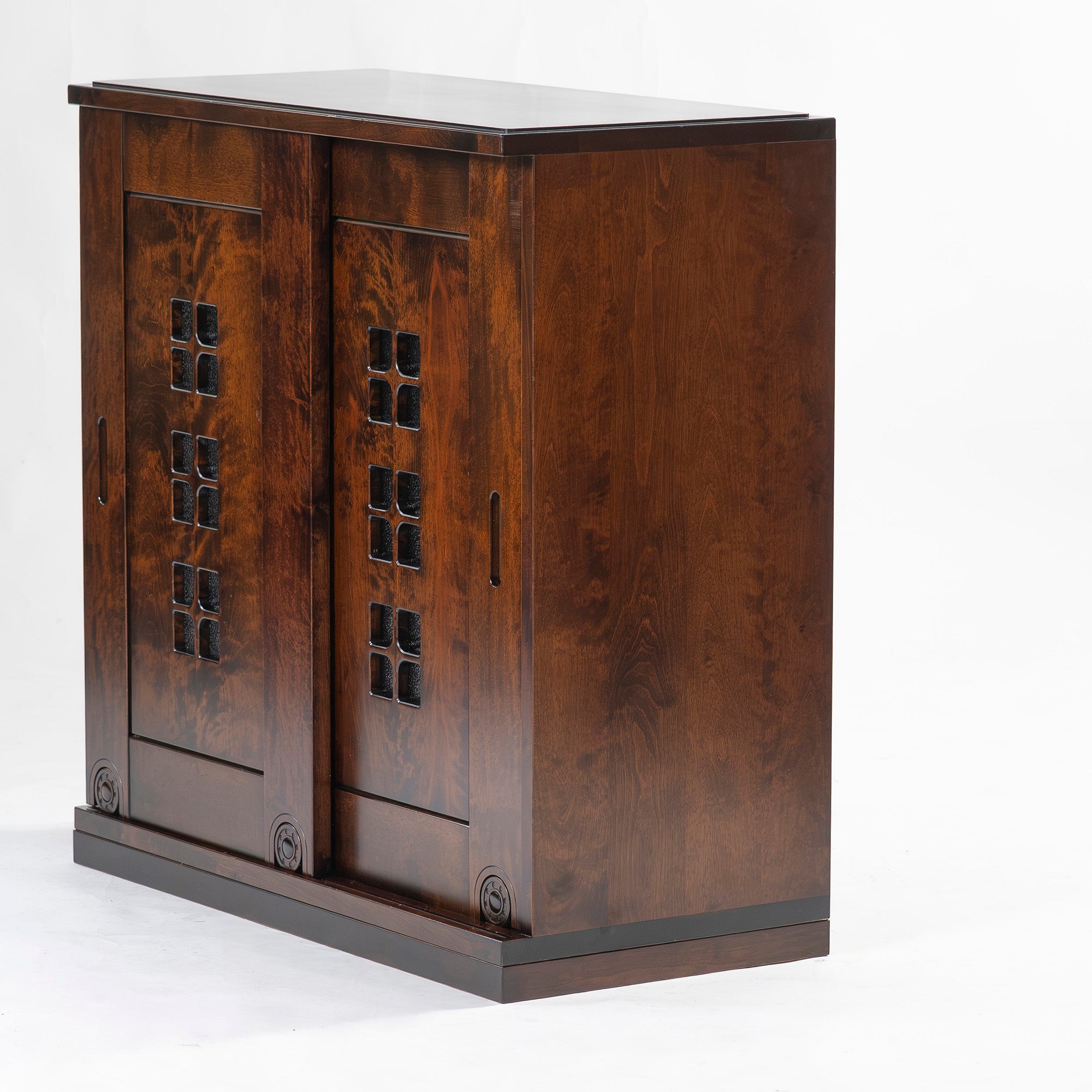 キャビネット 星野民芸 サイドキャビネット 樺桜材 幅93cm 無垢材 棚板可動式 民芸家具 和モダン リビング収納 収納家具 収納棚 国産家具