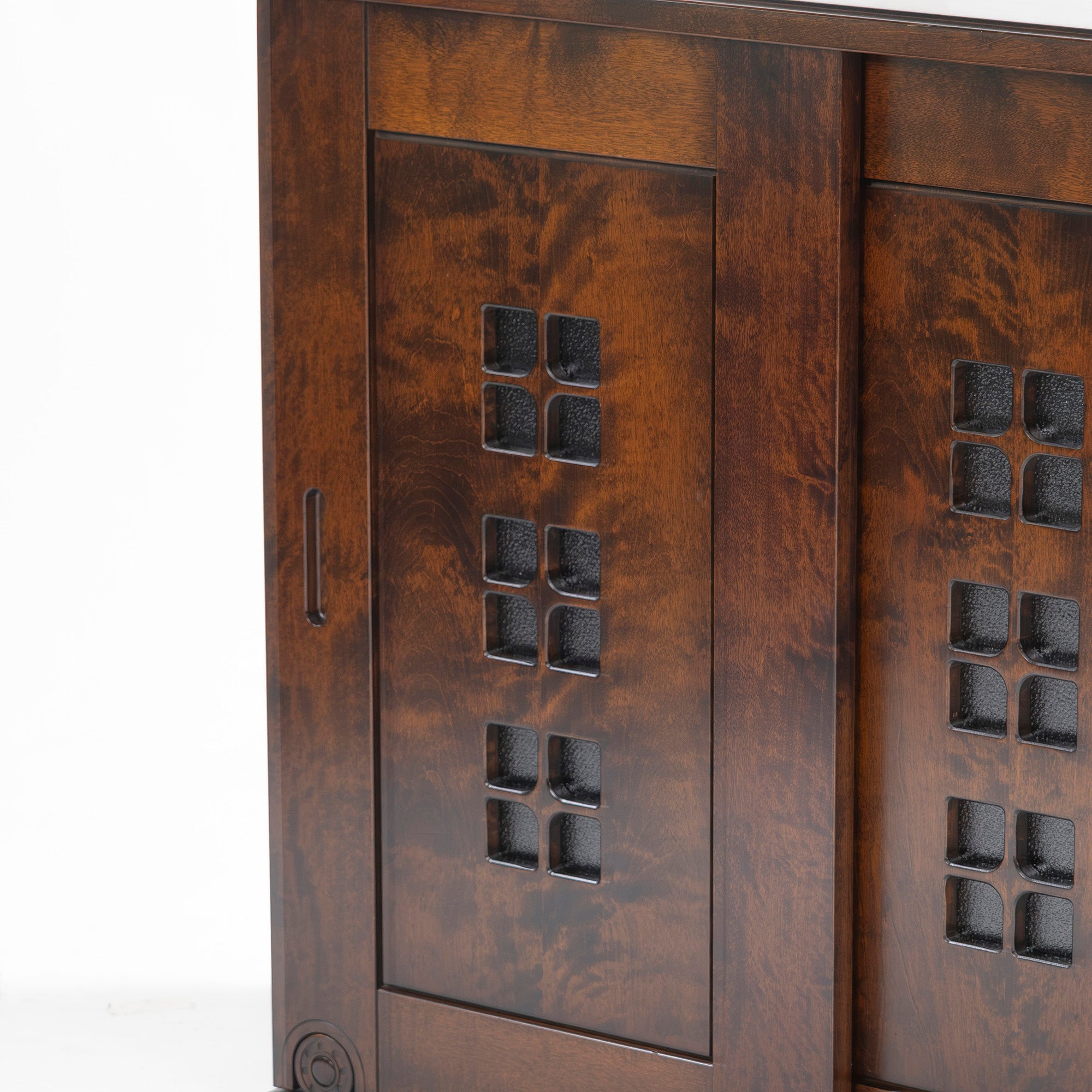 キャビネット 星野民芸 サイドキャビネット 樺桜材 幅93cm 無垢材 棚板可動式 民芸家具 和モダン リビング収納 収納家具 収納棚 国産家具