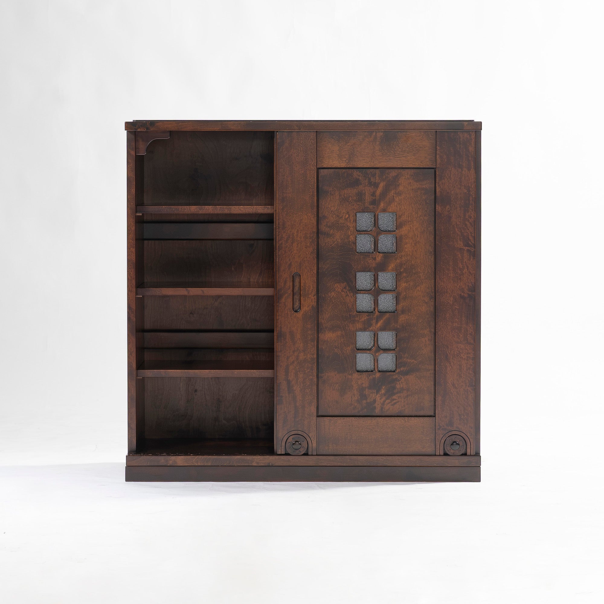 キャビネット 星野民芸 サイドキャビネット 樺桜材 幅93cm 無垢材 棚板可動式 民芸家具 和モダン リビング収納 収納家具 収納棚 国産家具