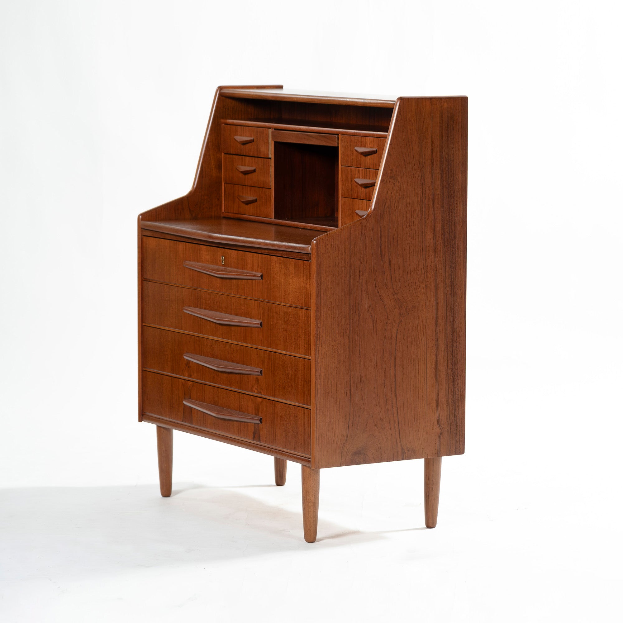 北欧ヴィンテージ ライティングビューロー チーク材 1960s デンマーク ミッドセンチュリー ライティングデスク リビング収納 キャビネット