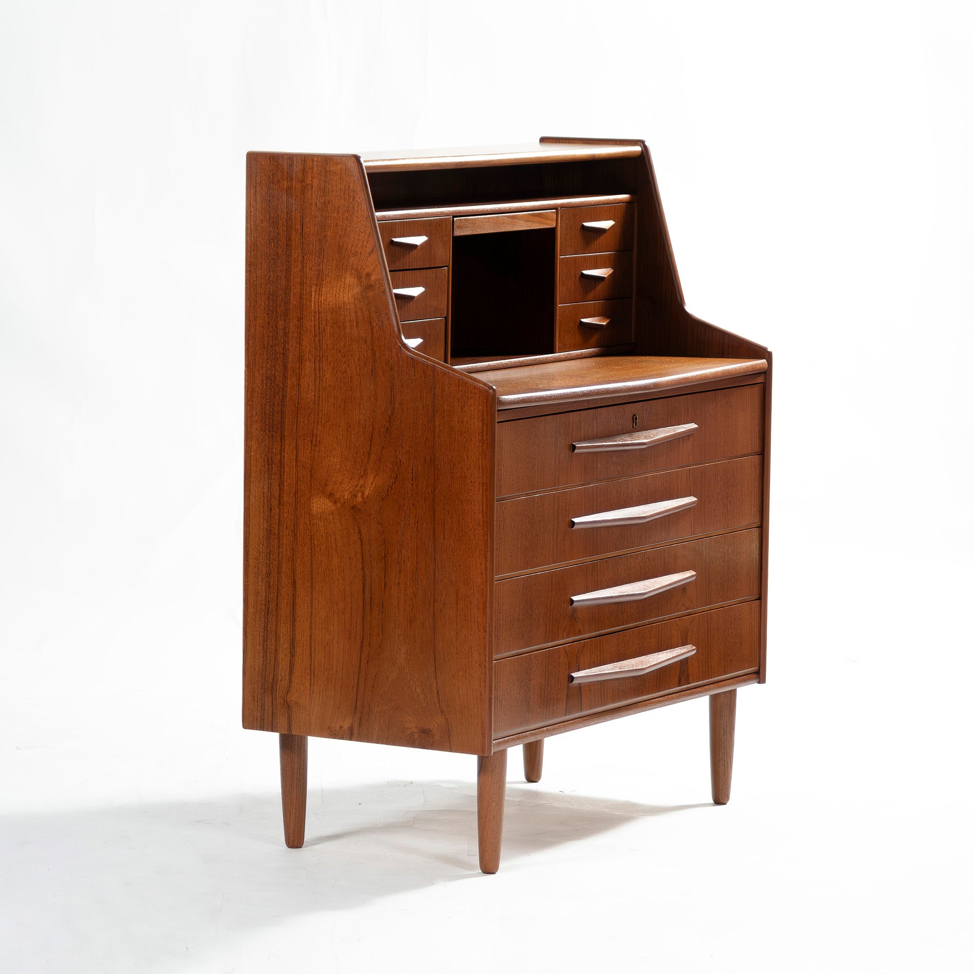 北欧ヴィンテージ ライティングビューロー チーク材 1960s デンマーク ミッドセンチュリー ライティングデスク リビング収納 キャビネット