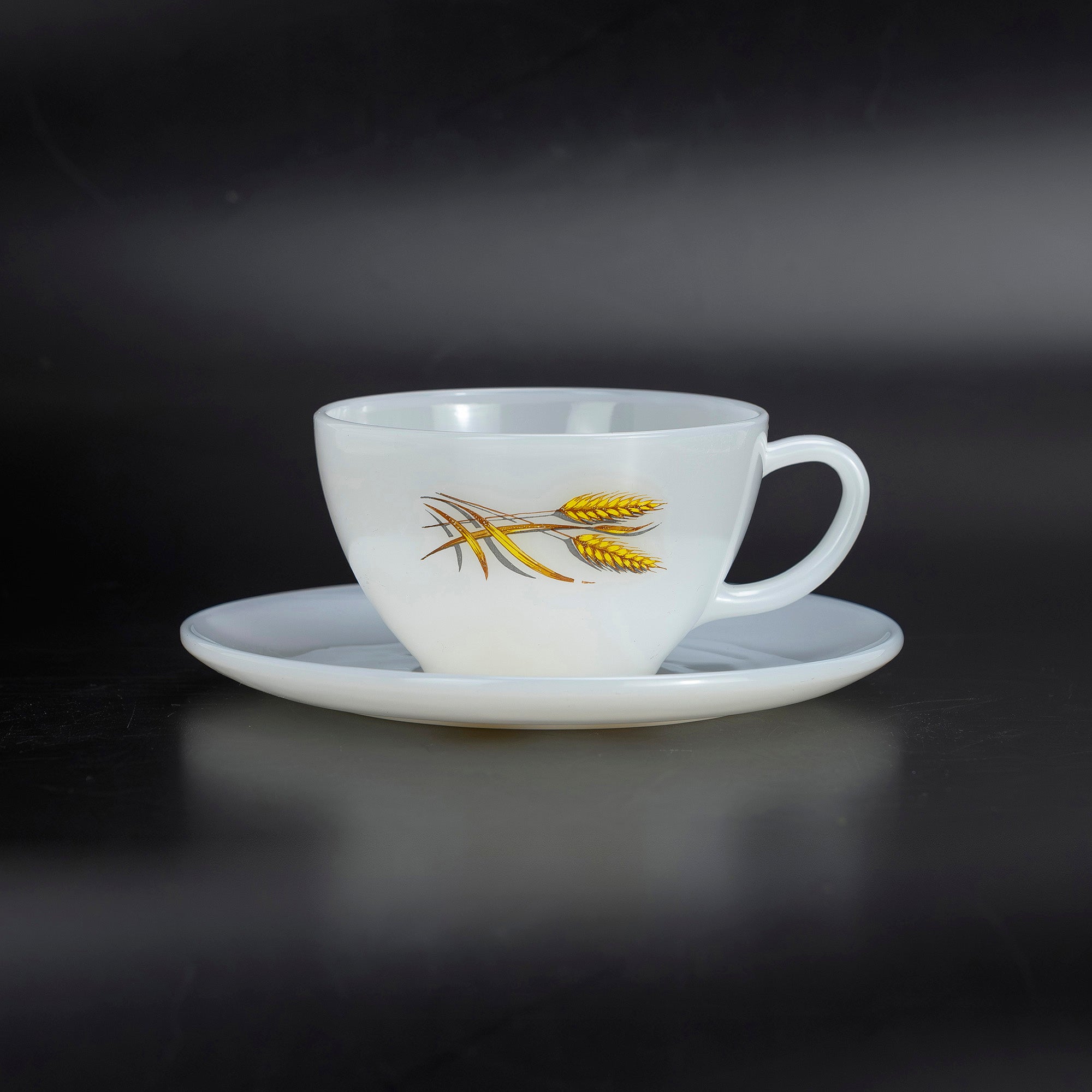 ファイヤーキング ウィート Fire-King Wheat カップ&ソーサー ミルクガラス 1950~60年代 アメリカ製【ヴィンテージ】