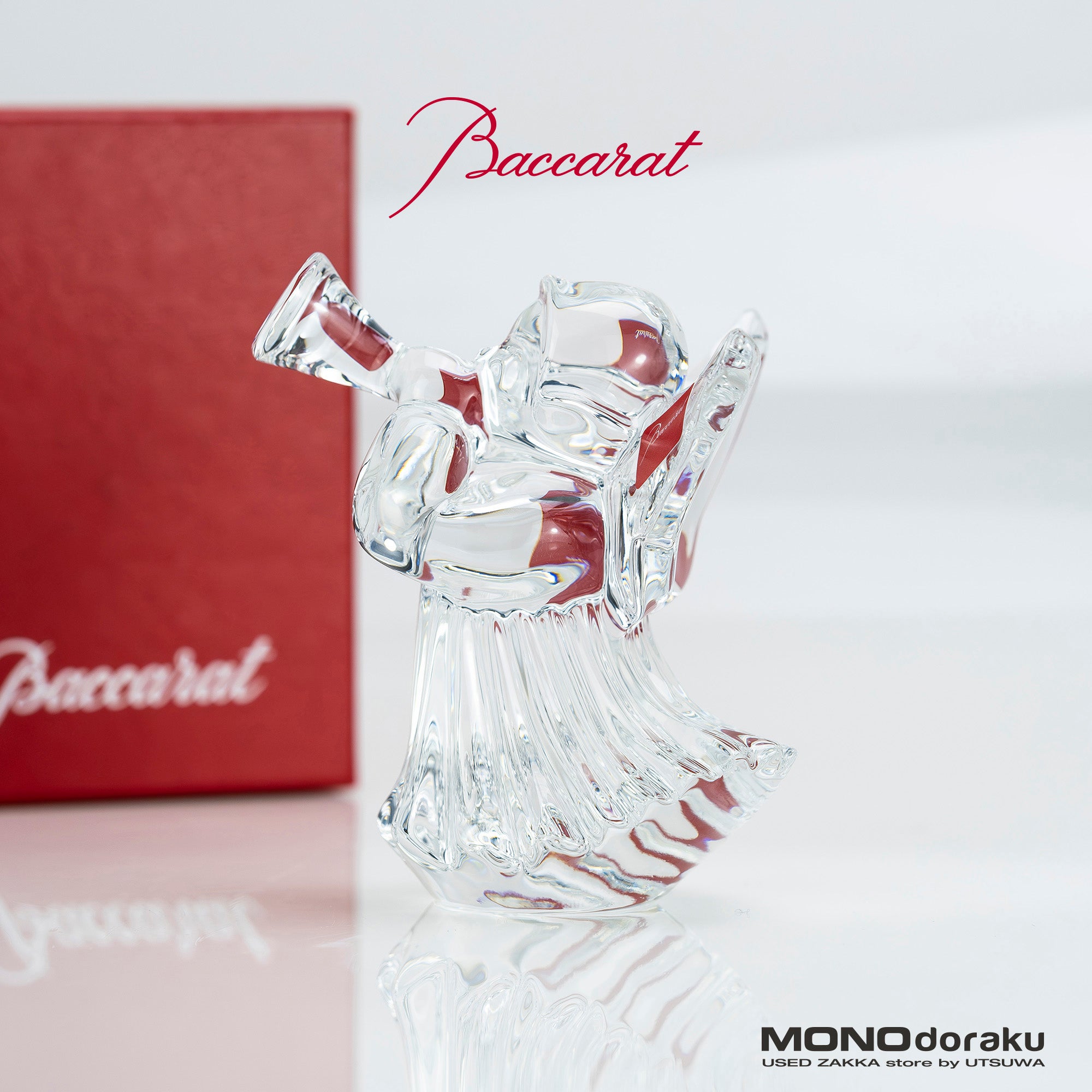 バカラ Baccarat クリスタル 置物 ラッパを吹く天使 エンジェル オブジェ ガラス 工芸品 【箱付】