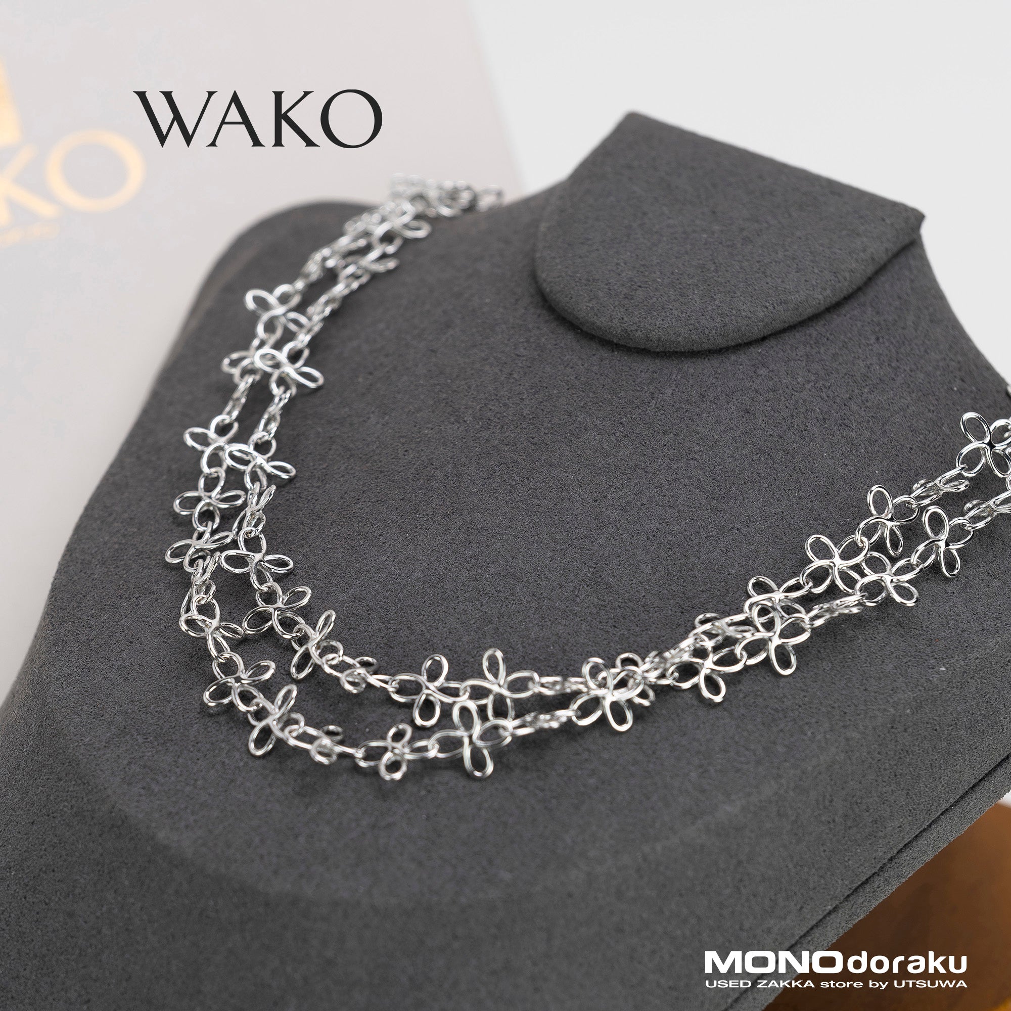 WAKO 銀座和光 ネックレス シルバー925 フラワーモチーフ レディース アクセサリー 【箱付】
