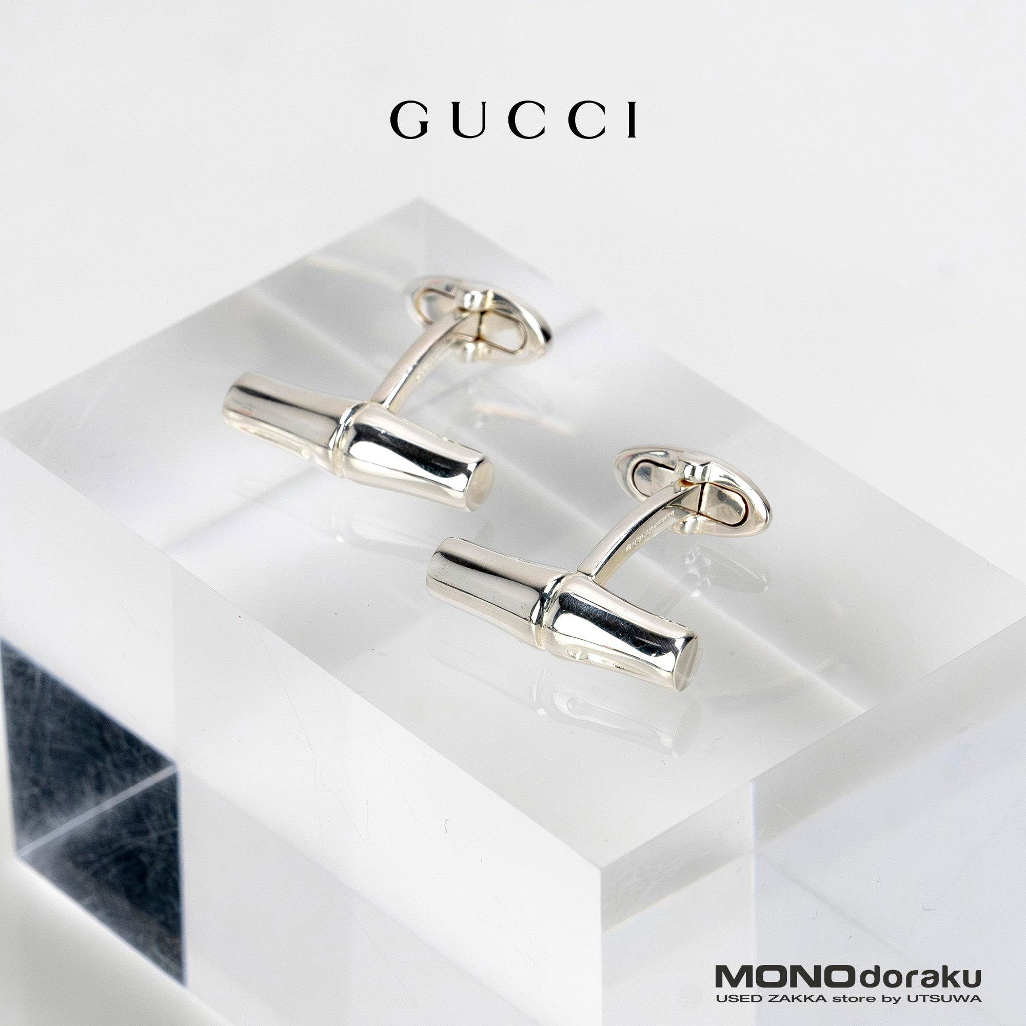 グッチ GUCCI カフス シルバー925 バンブーモチーフ カフリンクス メンズアクセサリー ブランド小物 フォーマル ビジネス イタリア製