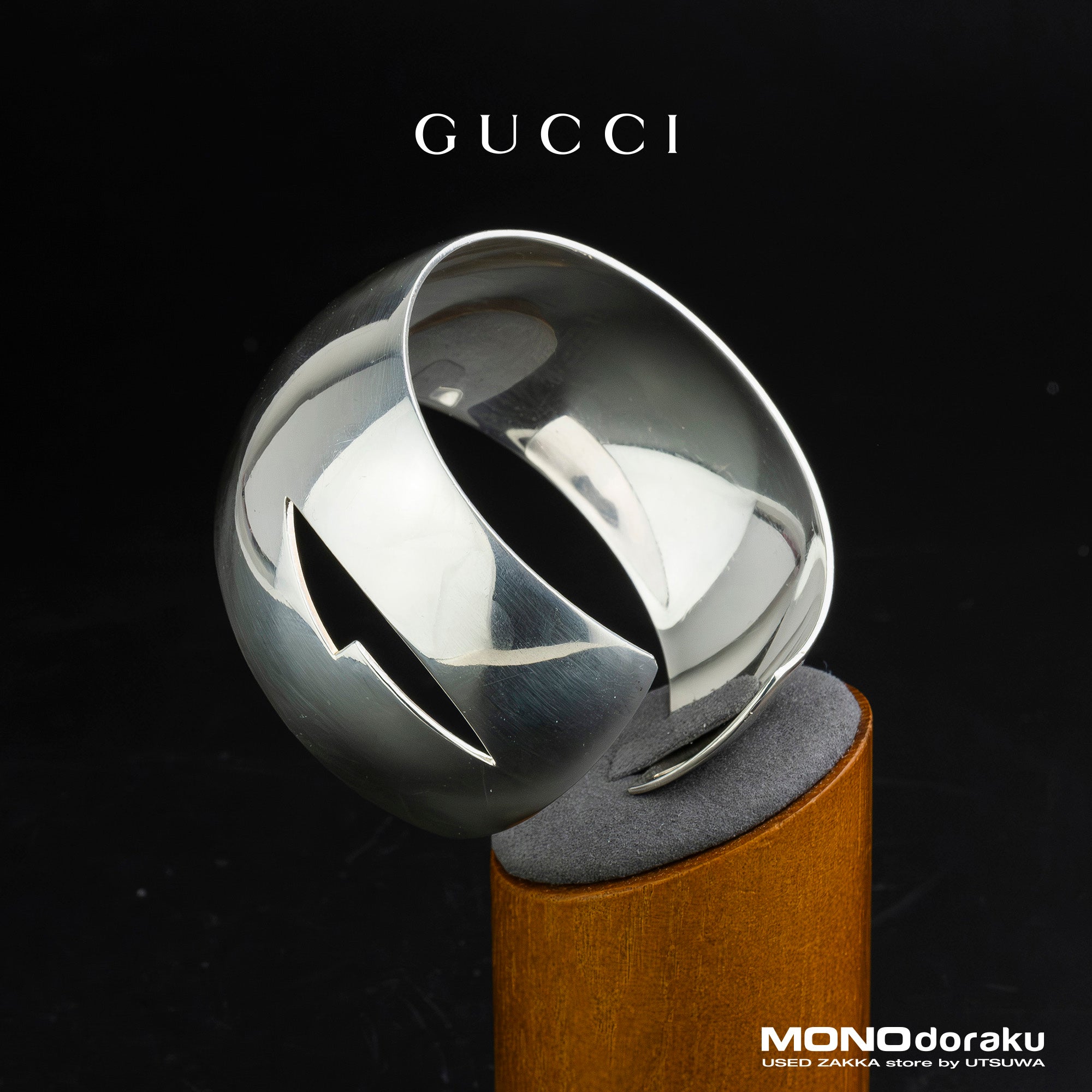 グッチ GUCCI バングル ブレスレット シルバー925 約72g 幅広 カフ ユニセックス メンズ レディース アクセサリー シンプル デザイン
