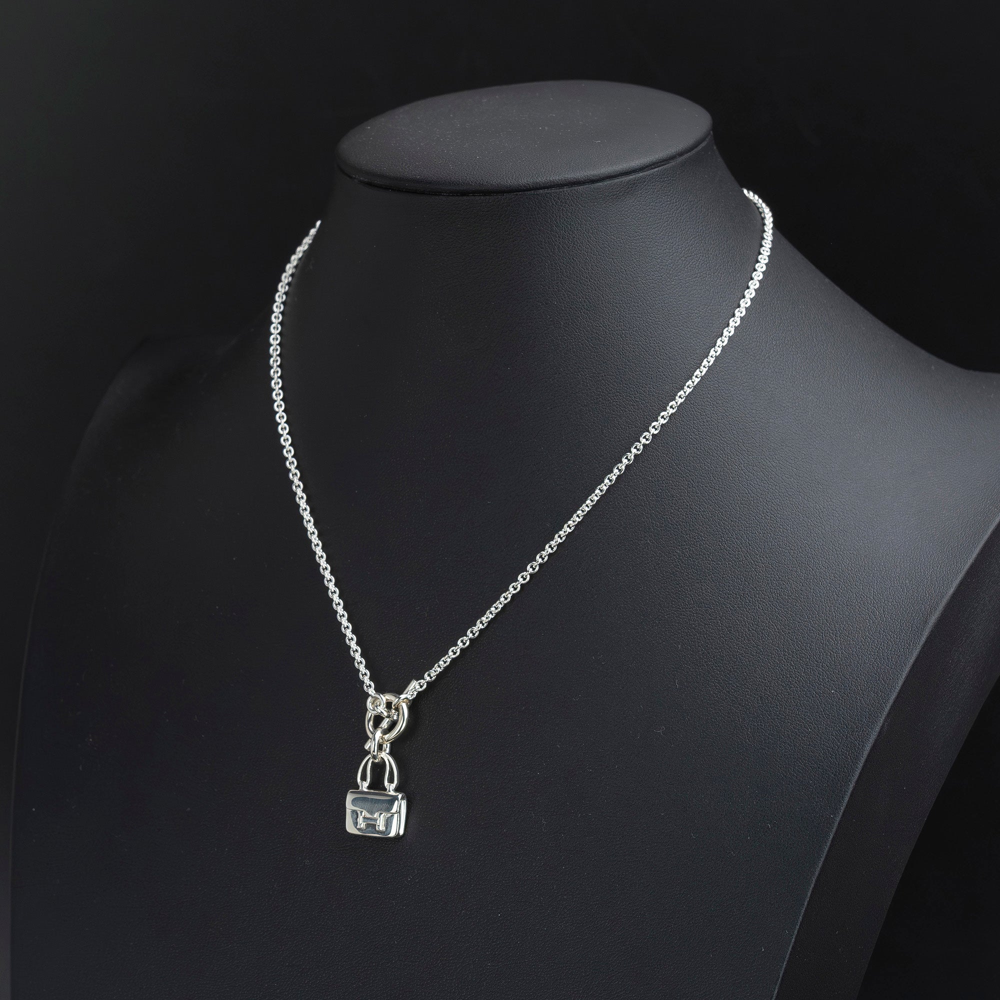 エルメス HERMES アミュレット コンスタンス ネックレス シルバー925 トグルチェーン レディースアクセサリー【美品】【箱・鑑定書付】