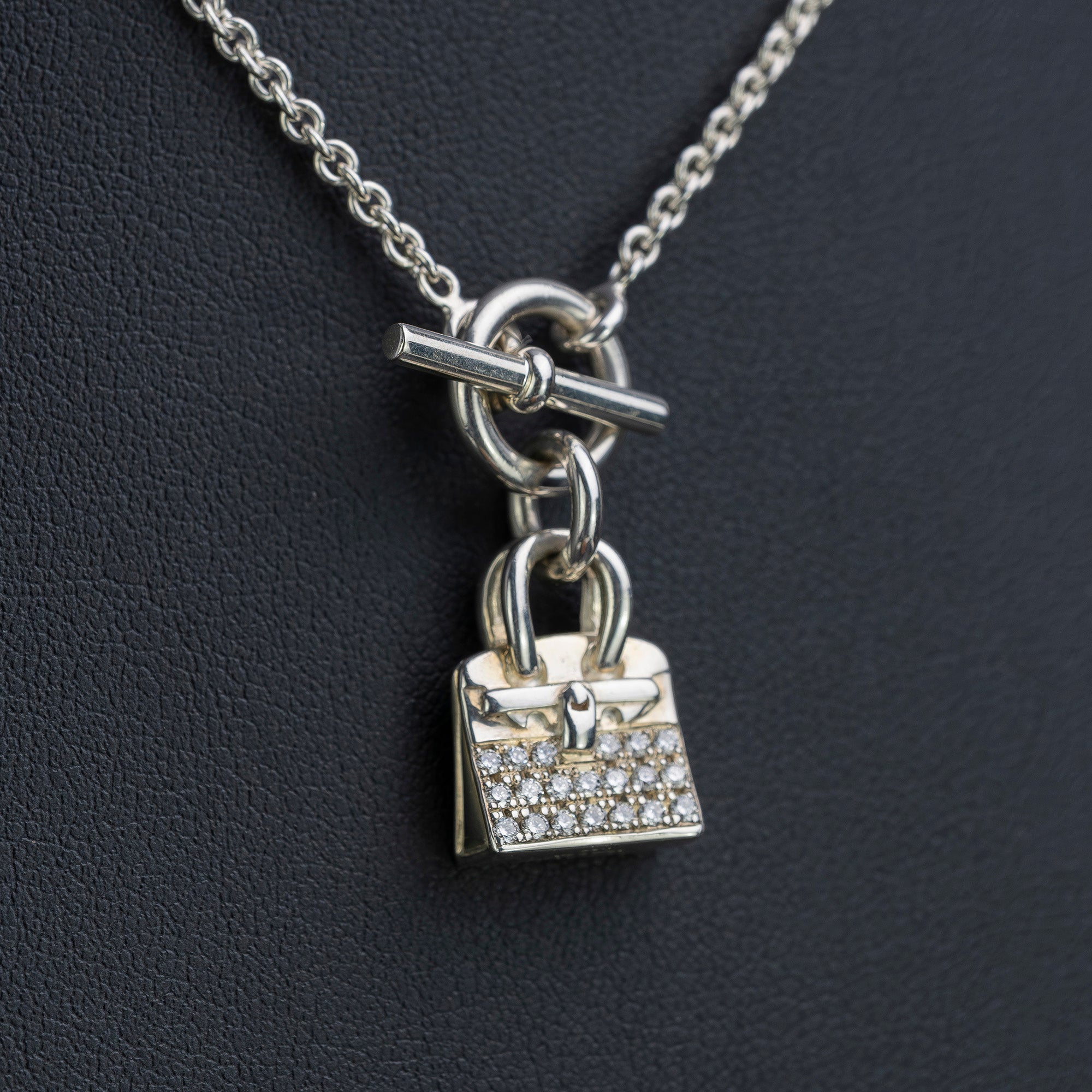エルメス HERMES アミュレット バーキン ネックレス ダイヤ0.23ct パヴェ シルバー925【箱付】