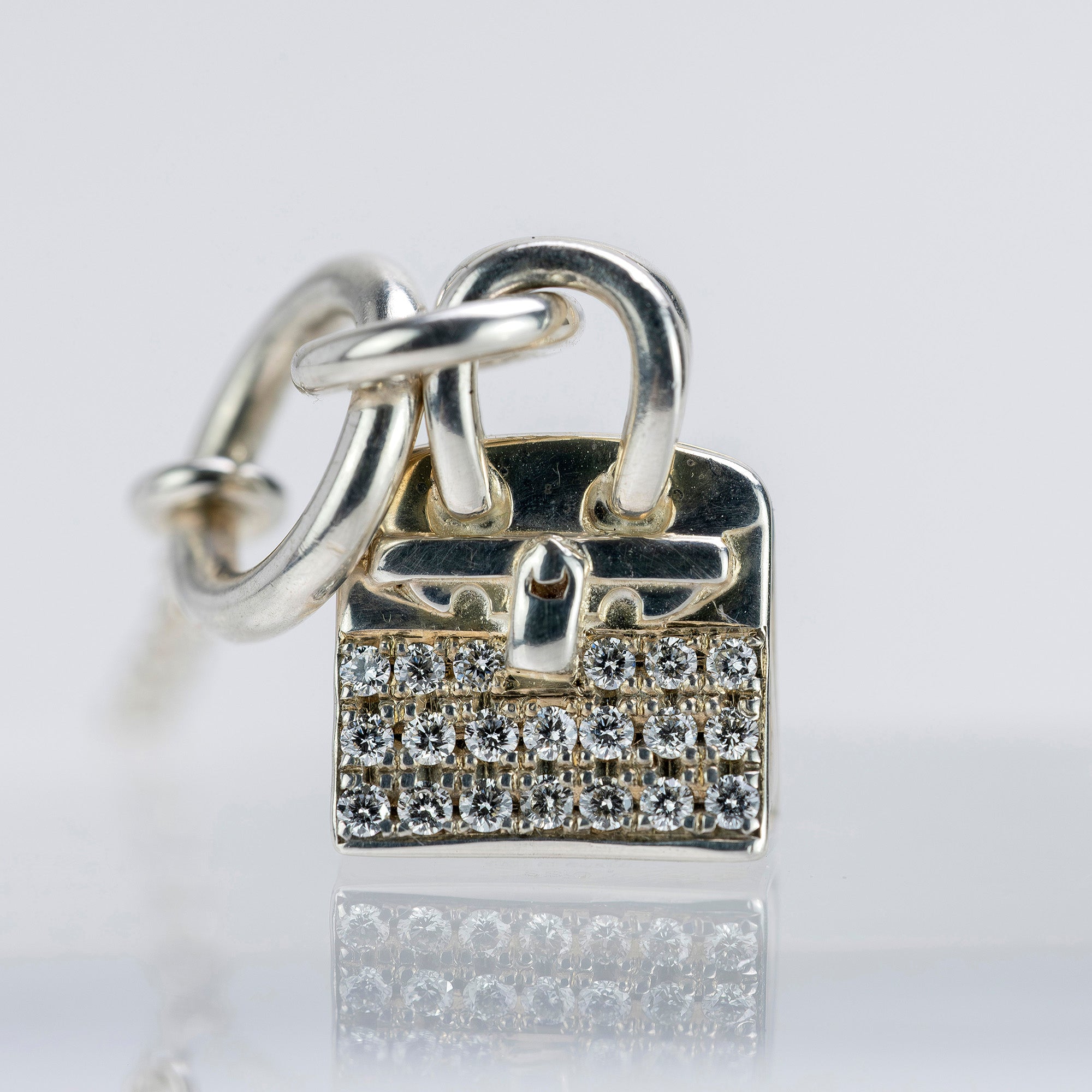 エルメス HERMES アミュレット バーキン ネックレス ダイヤ0.23ct パヴェ シルバー925【箱付】