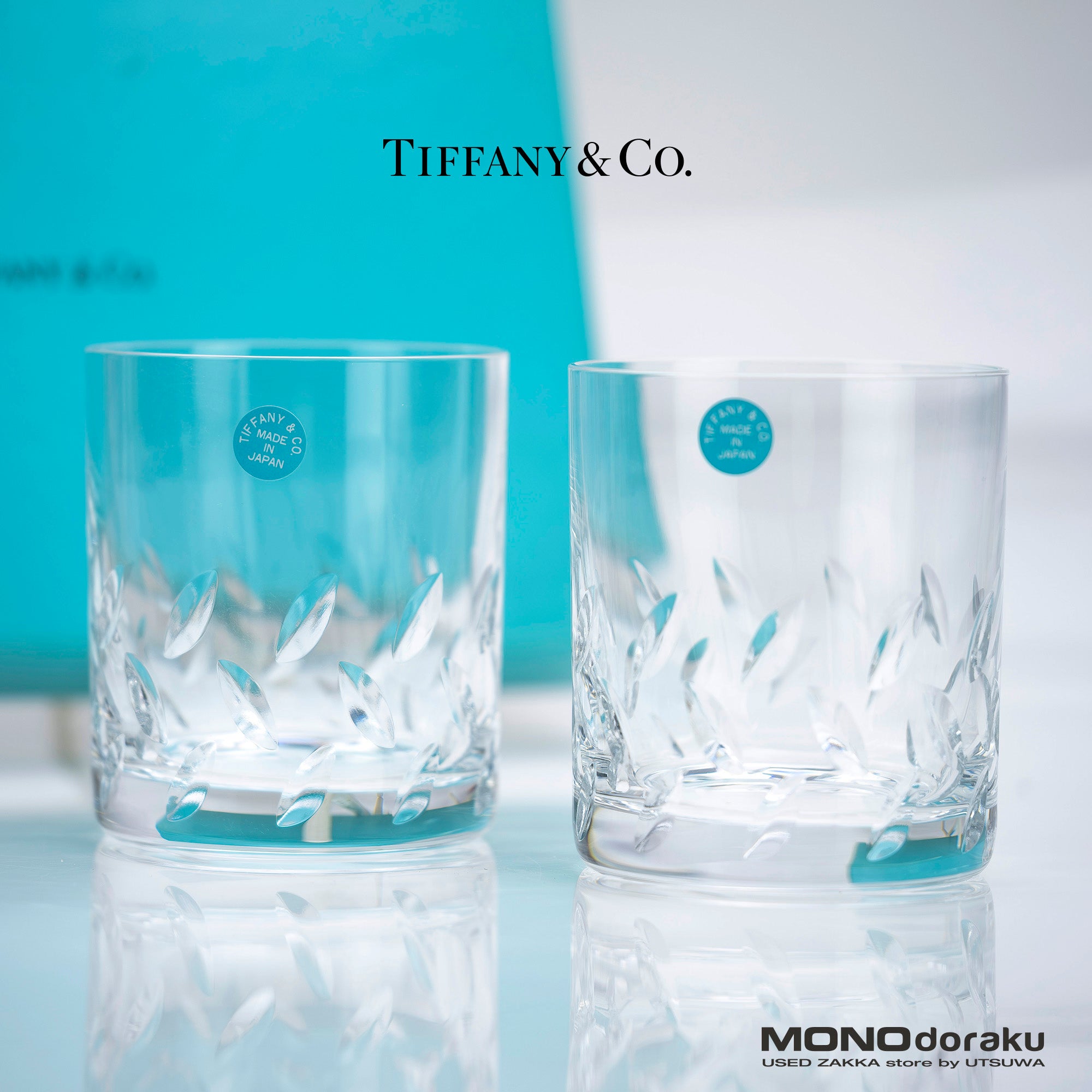 Tiffany& Co.　ティファニー　ペアグラス　クリスタルグラス　 ティファニー ロックグラス ペア 日本製クリスタル カットグラス 箱付