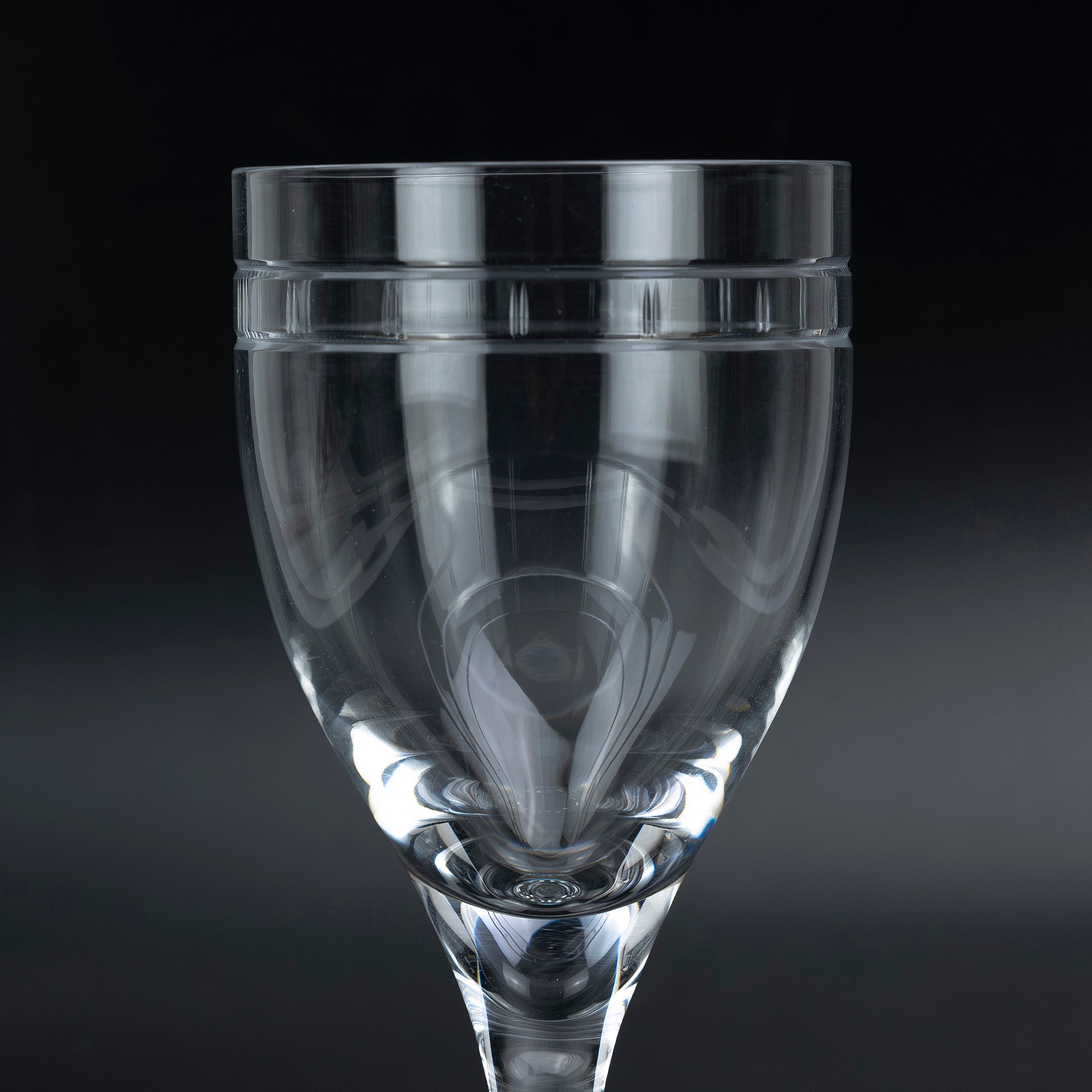 Tiffany & Co. Atlas Wine Glasses, Pair, Made in Japan, Crystal with Roman Numeral Cut, Elegant Design, Box Included