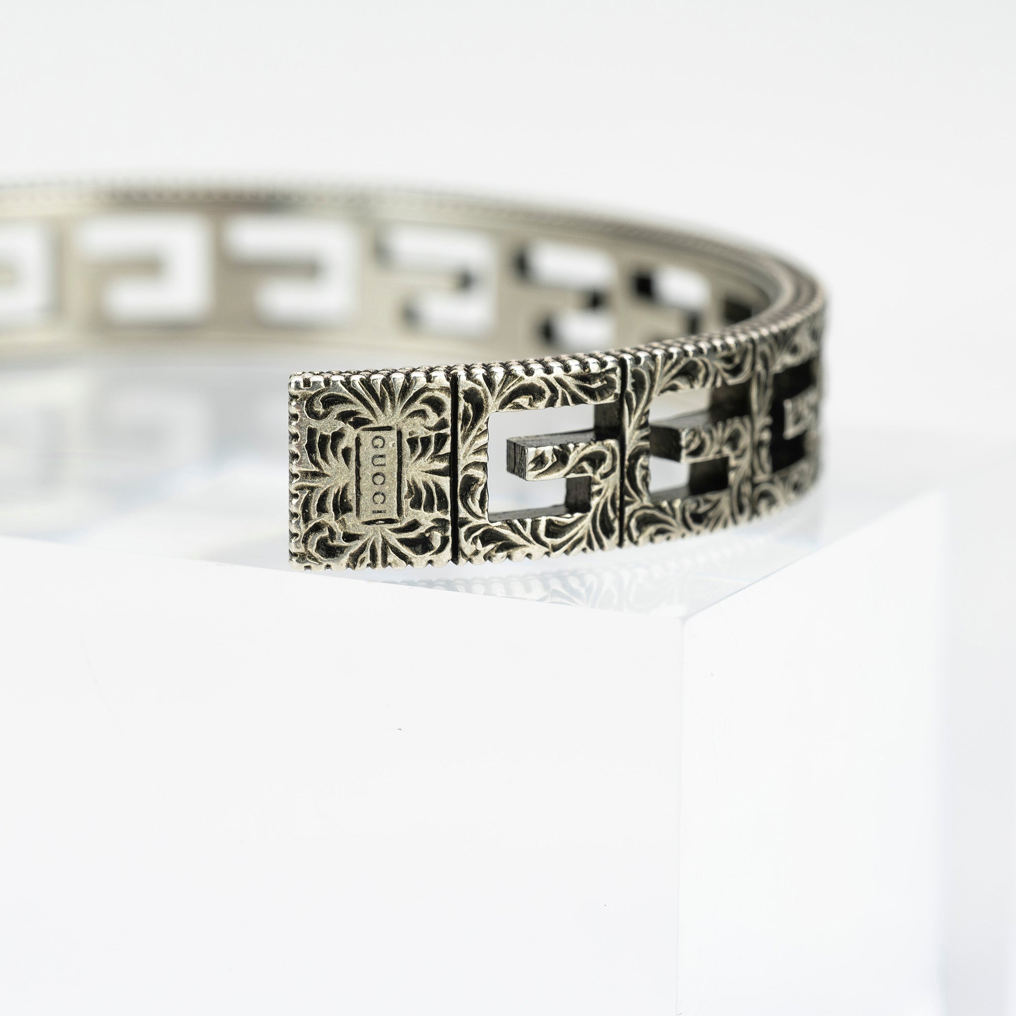 グッチ GUCCI バングル アラベスク Gモチーフ #19 シルバー925 約36.8g ブレスレット メンズアクセサリー 【箱・保存袋付】