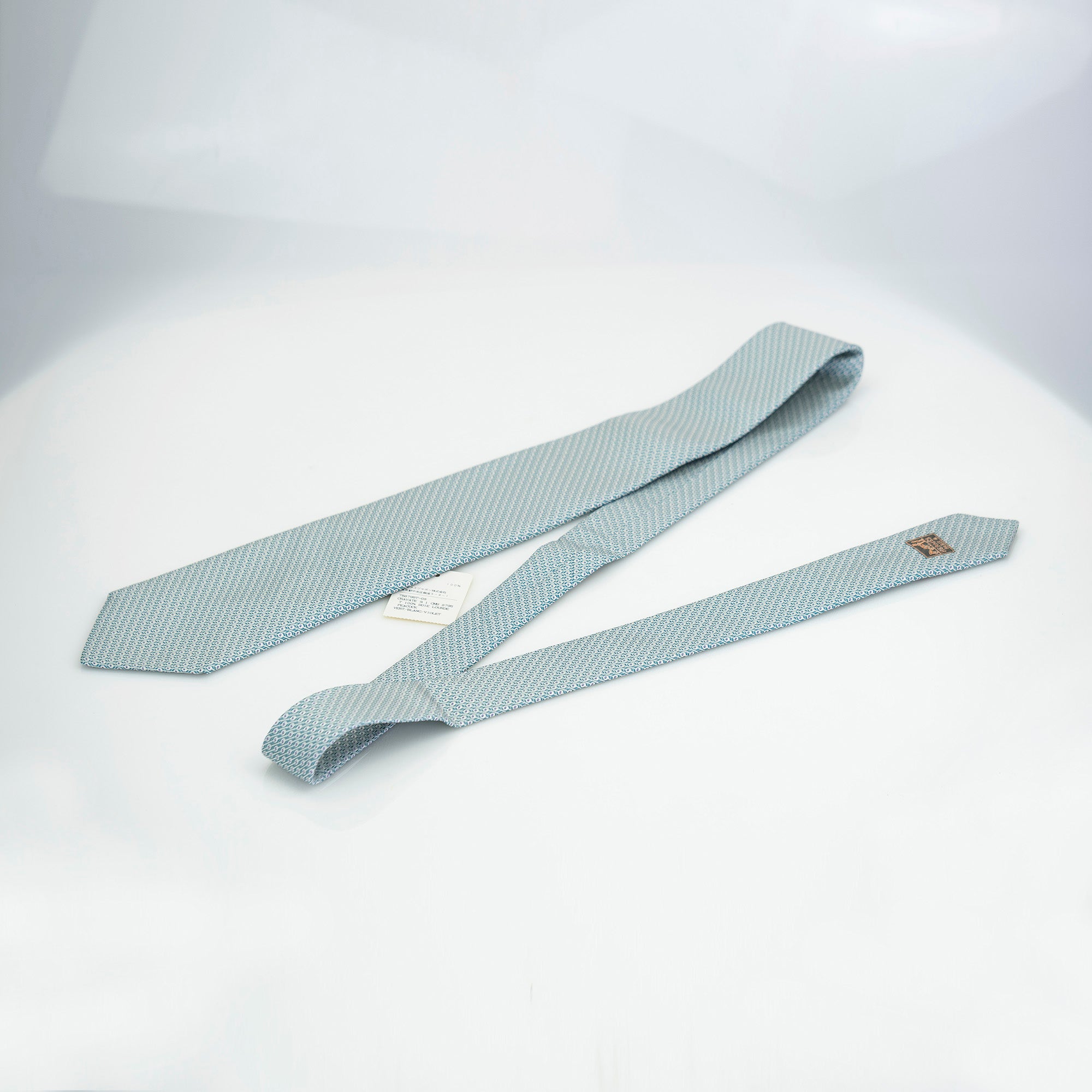 エルメス HERMES メンズアクセサリー シルクアイテム ネクタイ ペイズリー風ミニパターン グリーン系 【箱付】