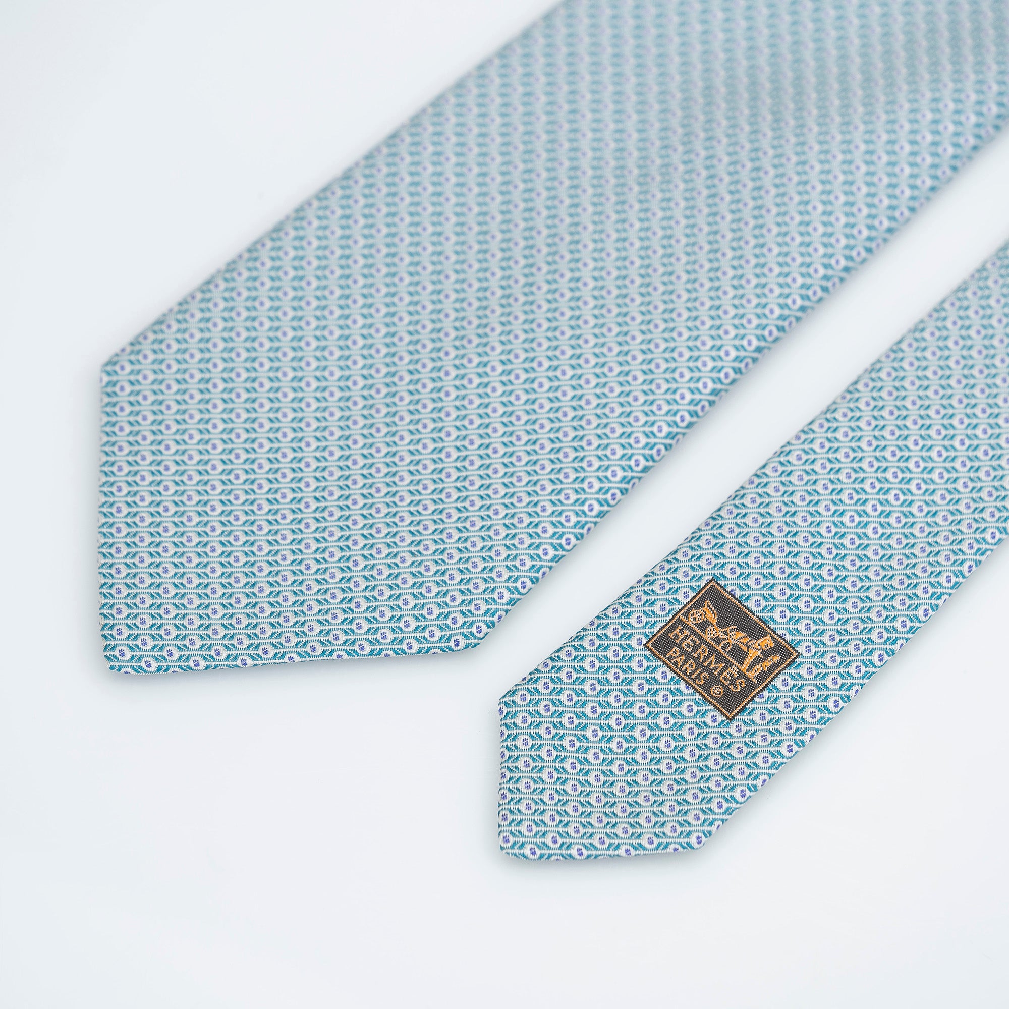 エルメス HERMES メンズアクセサリー シルクアイテム ネクタイ ペイズリー風ミニパターン グリーン系 【箱付】