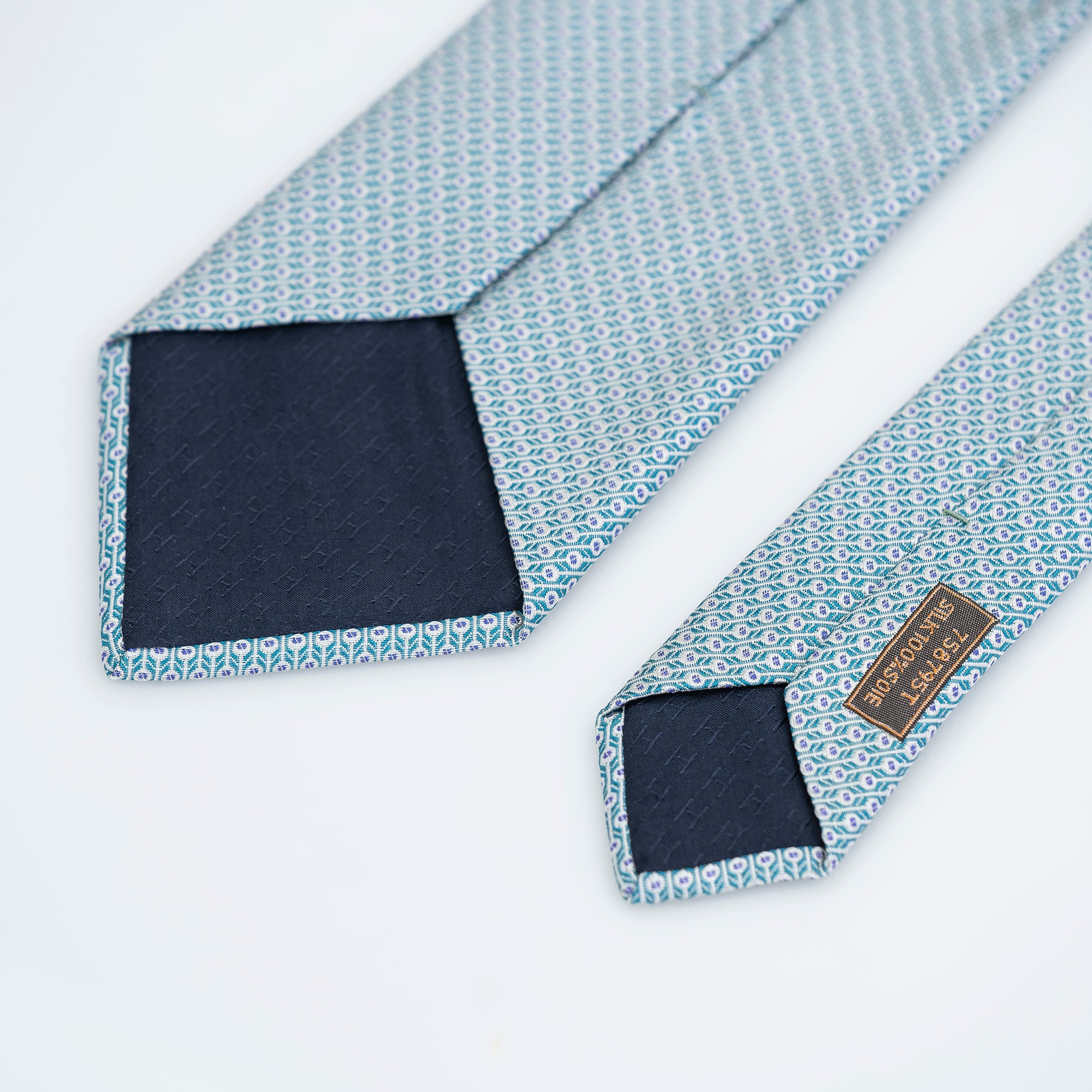 エルメス HERMES メンズアクセサリー シルクアイテム ネクタイ ペイズリー風ミニパターン グリーン系 【箱付】