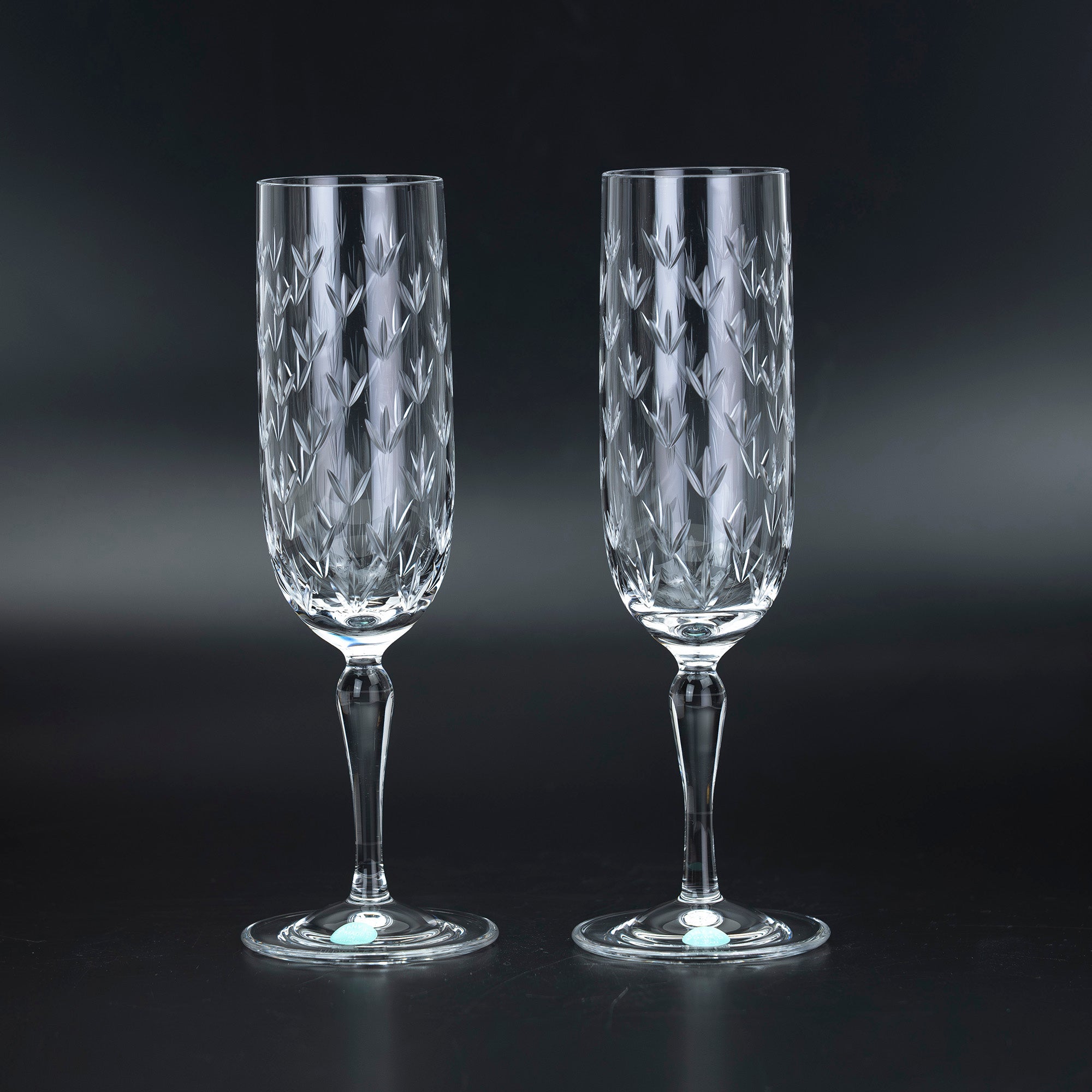 ティファニー TIFFANY & Co. フローレット クリスタルグラス ペア シャンパングラス 【美品・箱付】