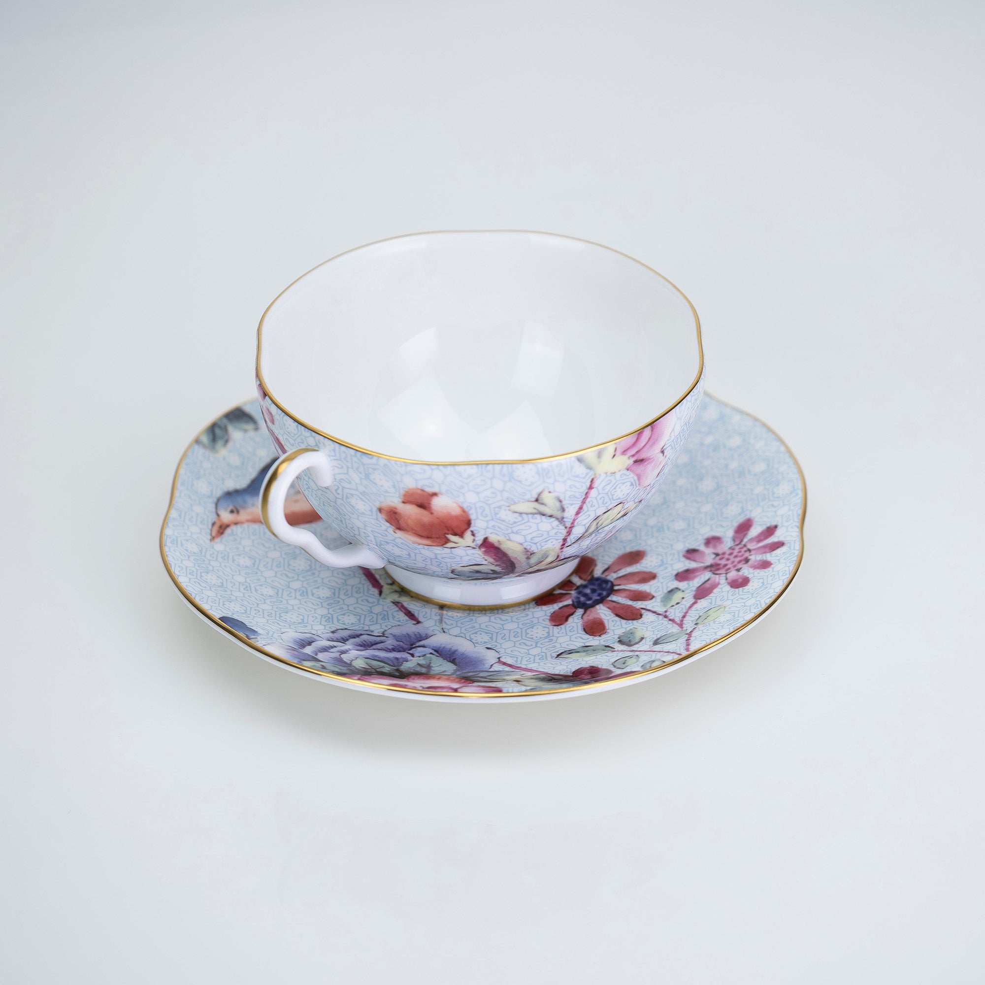 ウェッジウッド WEDGWOOD ハーレクインコレクション カッコー カップ&ソーサー ブルー 廃盤 希少 洋食器【専用ケース付】