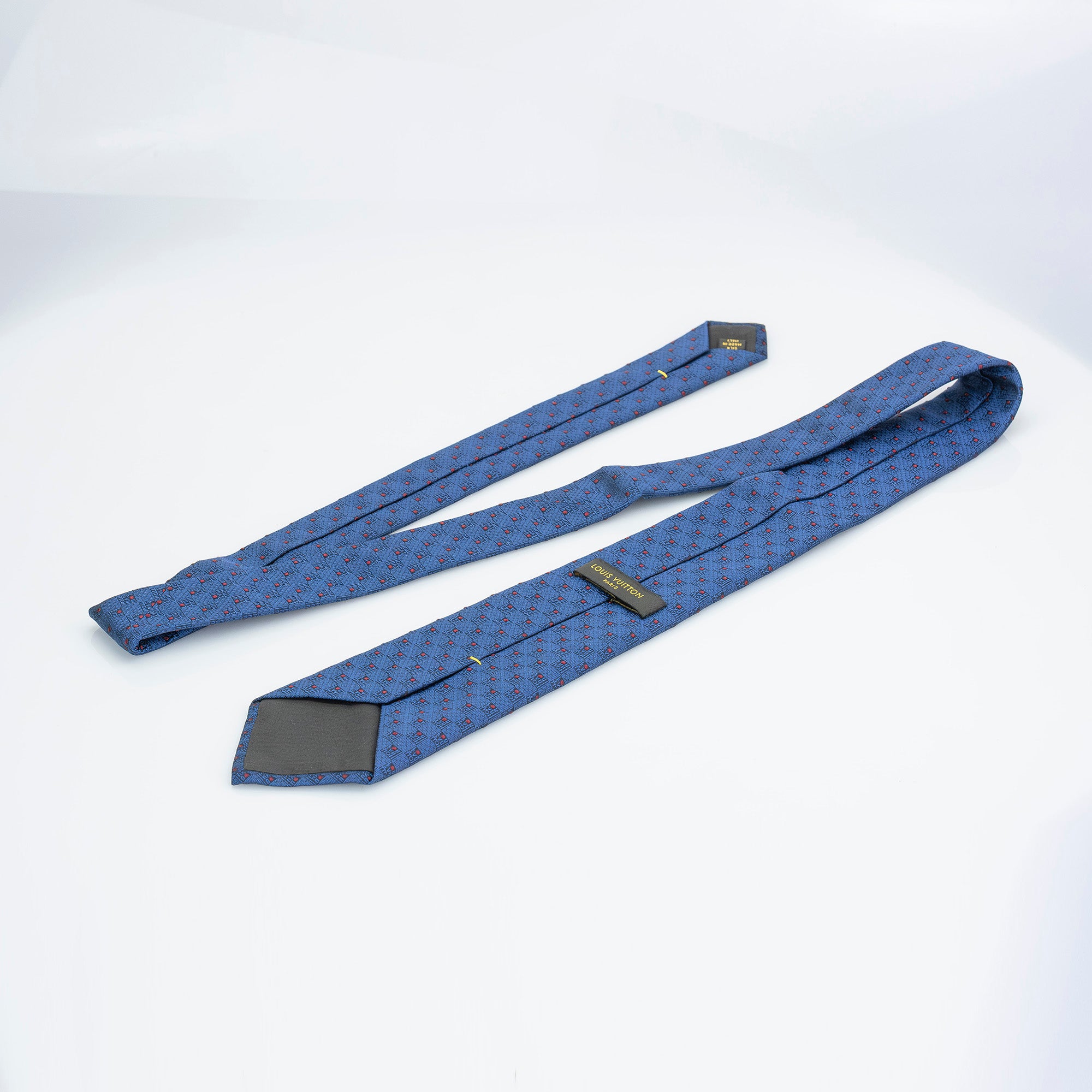 ルイヴィトン LOUIS VUITTON ネクタイ シルク100% ブルー系 ダミエ柄 ロゴ チェック メンズ ビジネス スーツ ブランドネクタイ 【箱付】