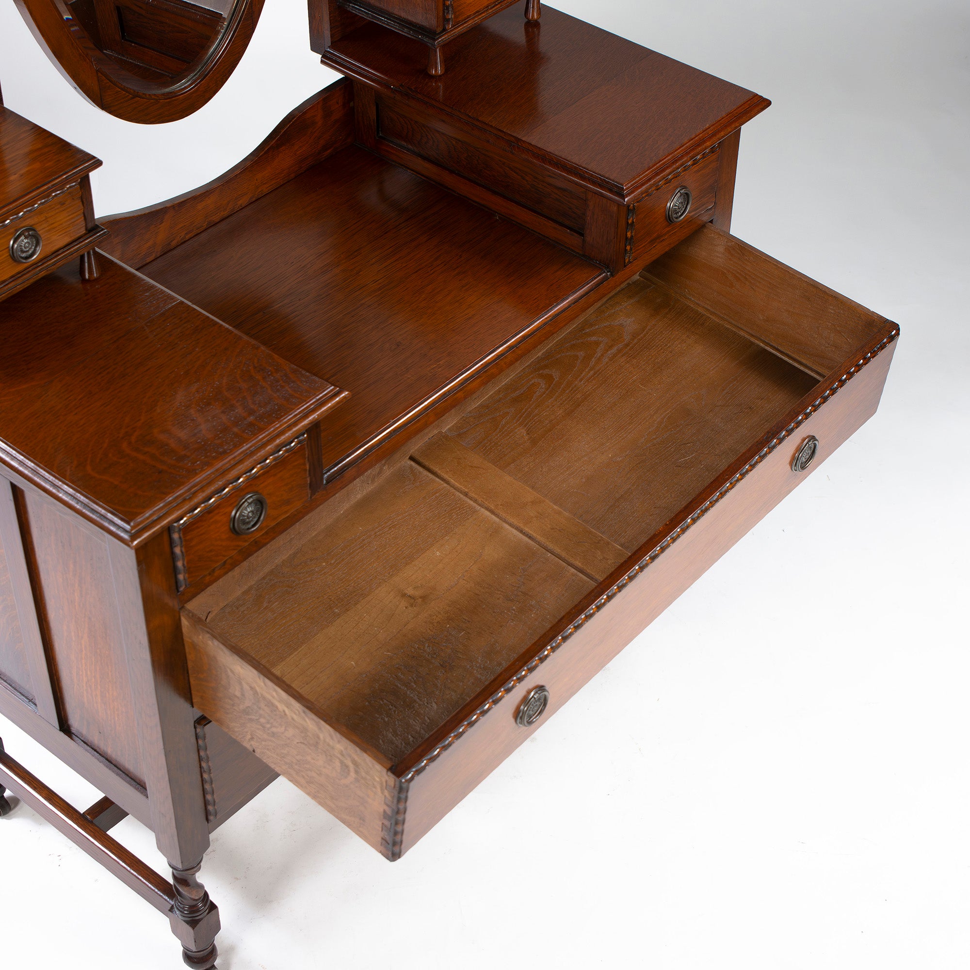 Lloyd's Antiques Mirrored Back Sideboard, Oak, British Antique Dresser Cabinet