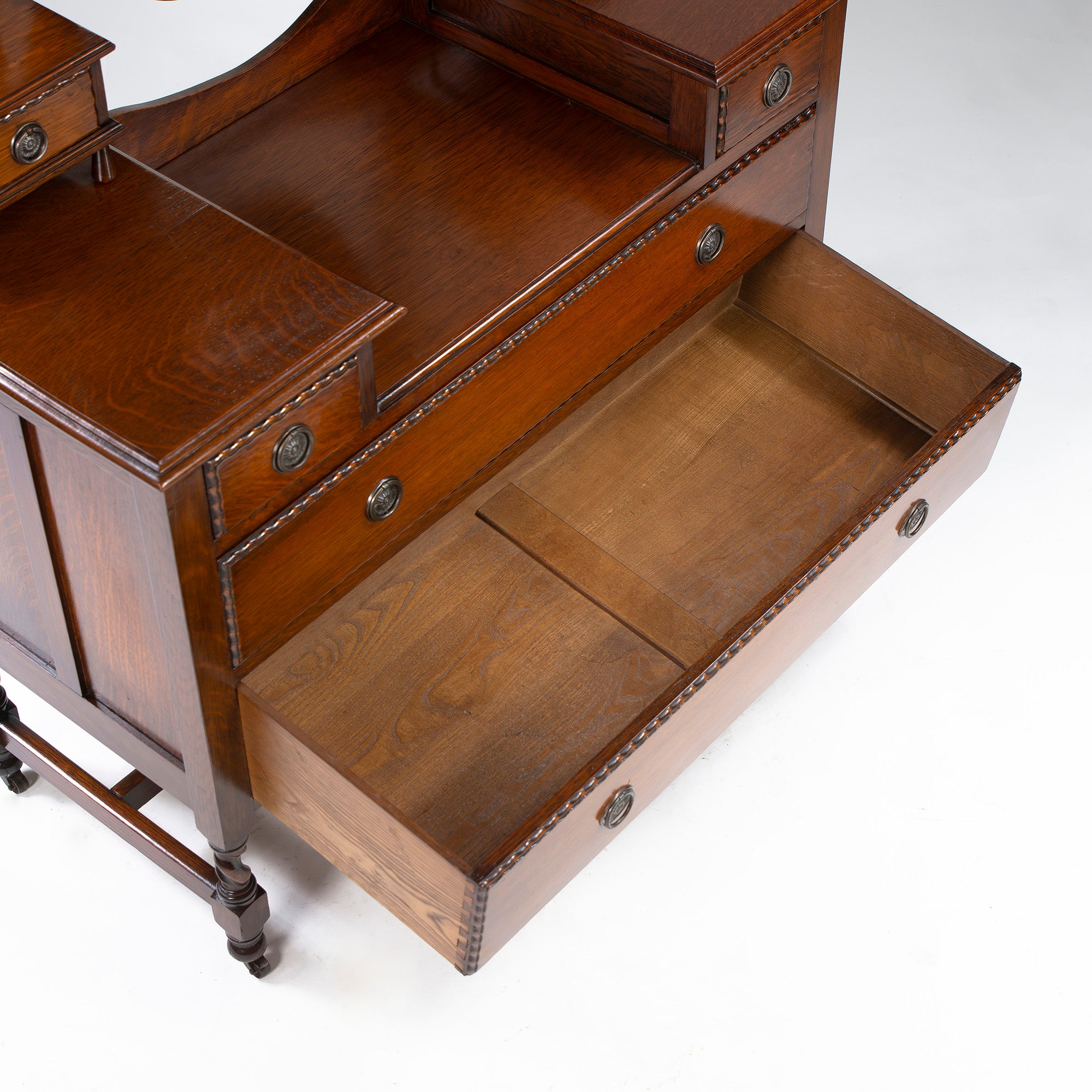 Lloyd's Antiques Mirrored Back Sideboard, Oak, British Antique Dresser Cabinet