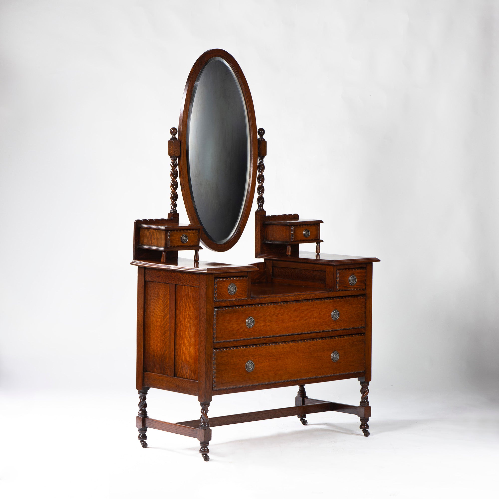 Lloyd's Antiques Mirrored Back Sideboard, Oak, British Antique Dresser Cabinet