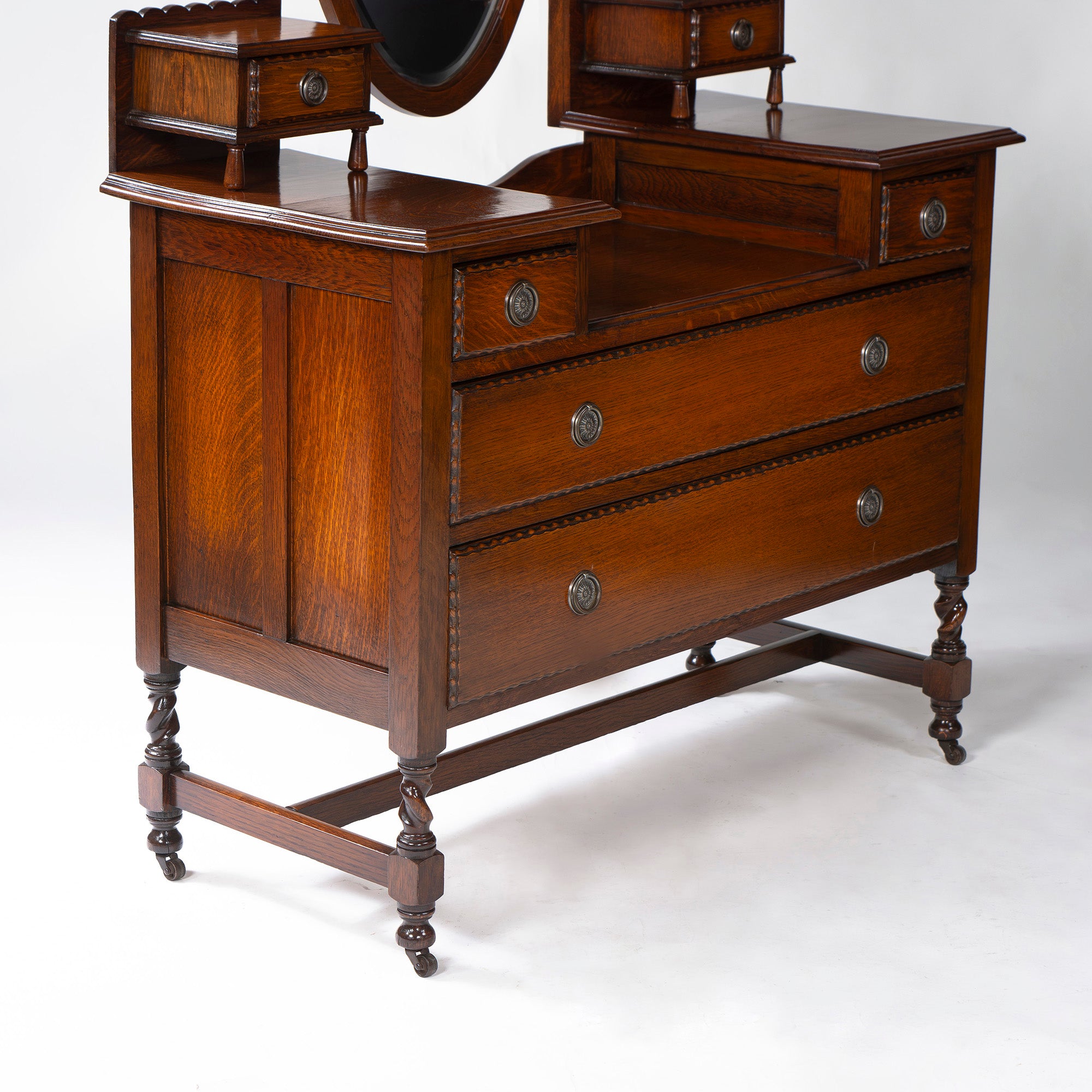 Lloyd's Antiques Mirrored Back Sideboard, Oak, British Antique Dresser Cabinet