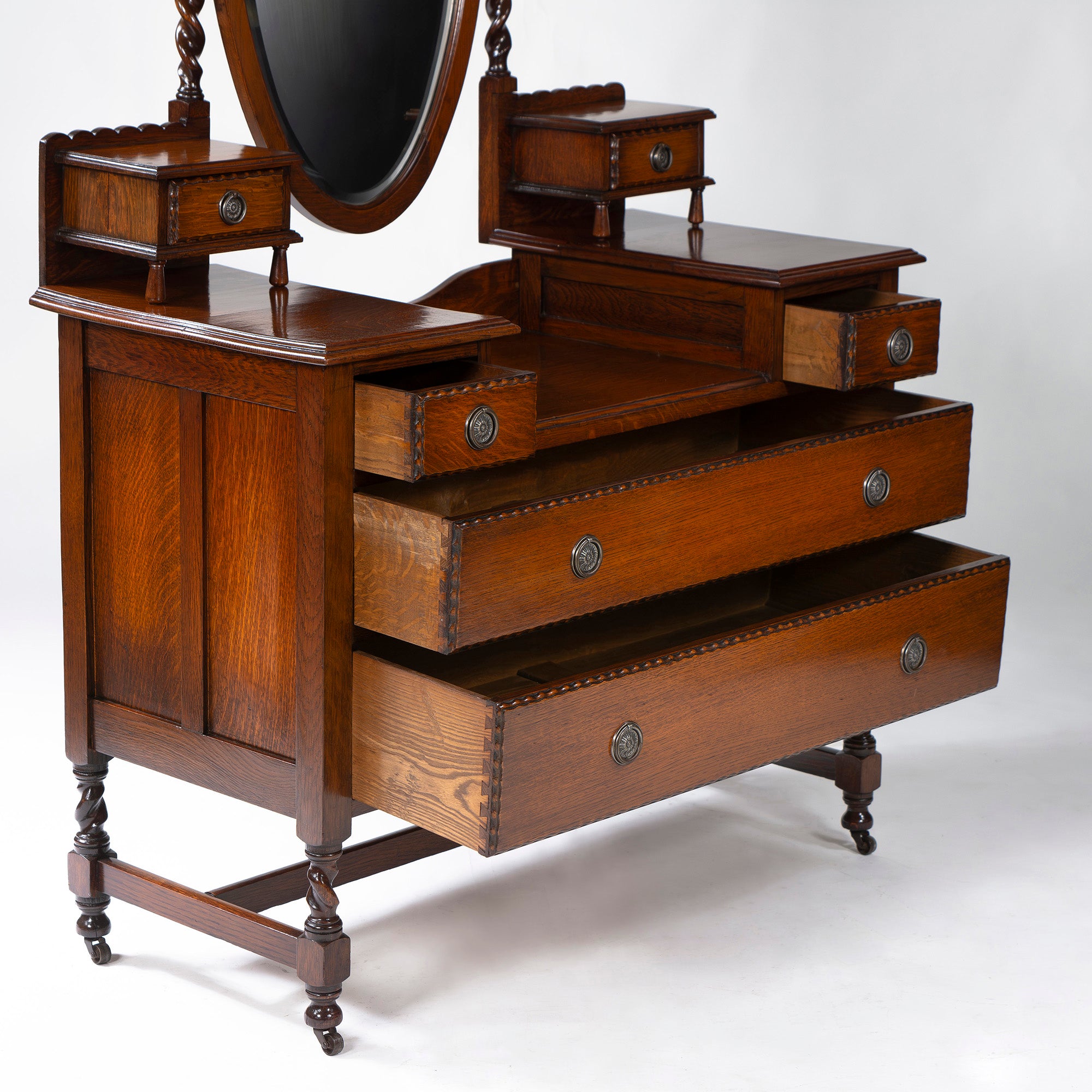 Lloyd's Antiques Mirrored Back Sideboard, Oak, British Antique Dresser Cabinet