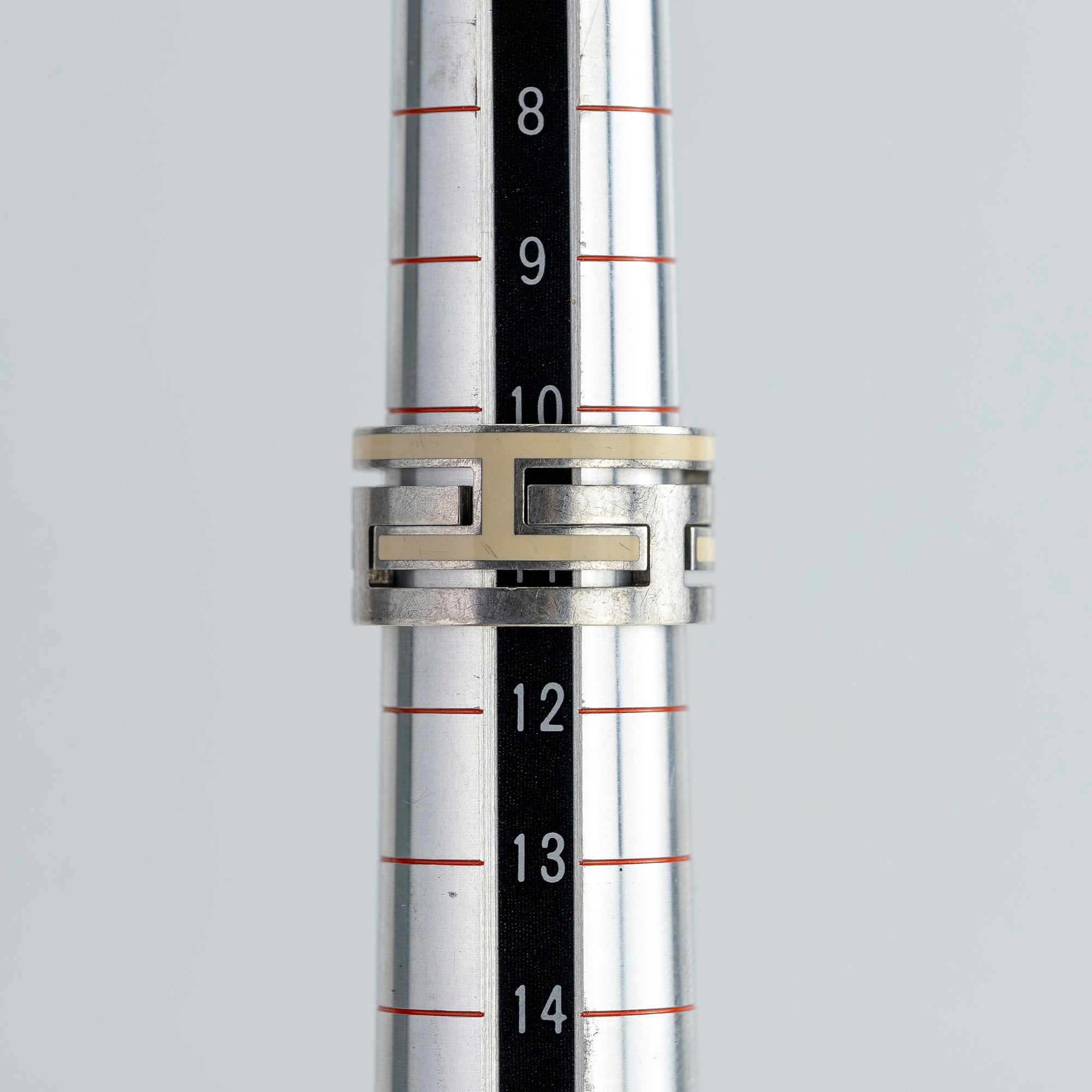 Hermès Move H Ring #51, approximately size 11, beige and silver, H motif, women's ring, accessory