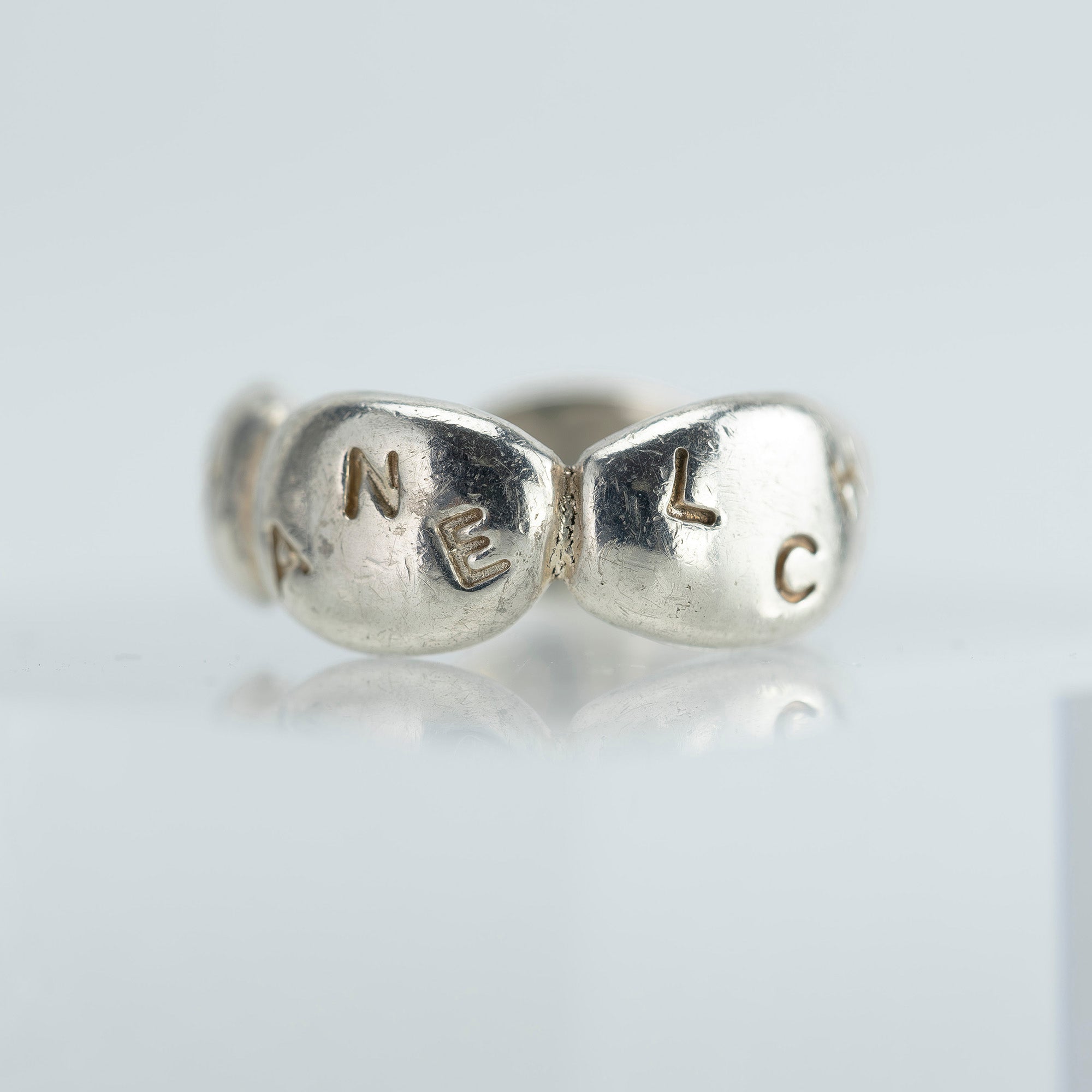 CHANEL Coco Mark Logo Ring, Size 9.5, Sterling Silver, Women's, Vintage Brand Accessory