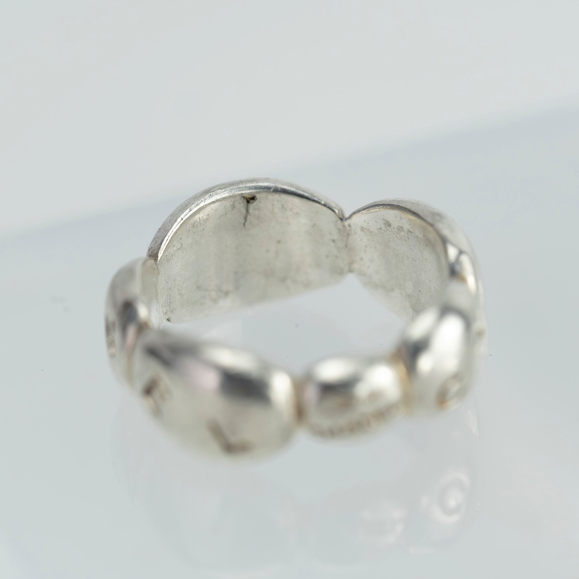 CHANEL Coco Mark Logo Ring, Size 9.5, Sterling Silver, Women's, Vintage Brand Accessory