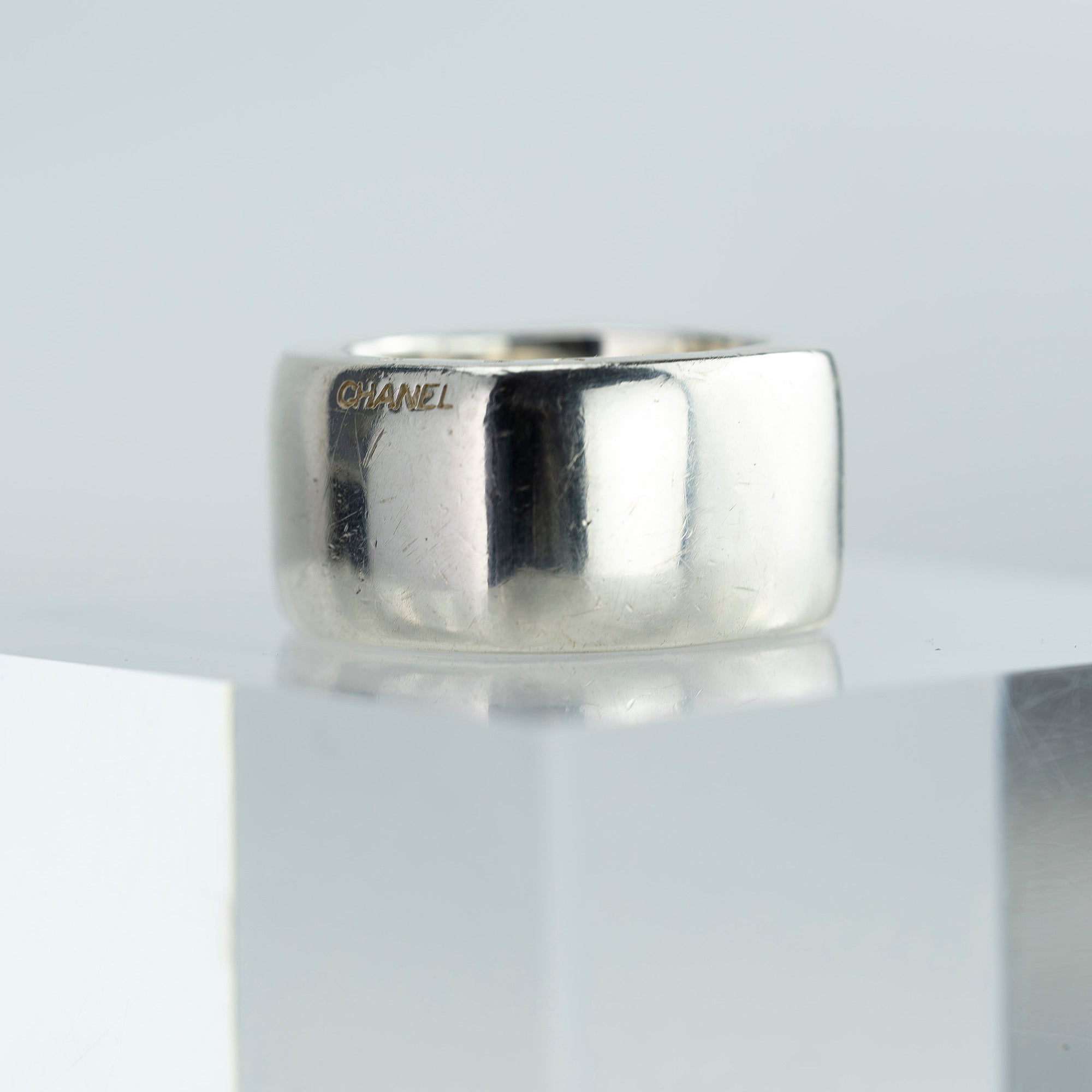 CHANEL logo ring, 925 silver, approximately size 15, silver accessories, vintage, brand accessories