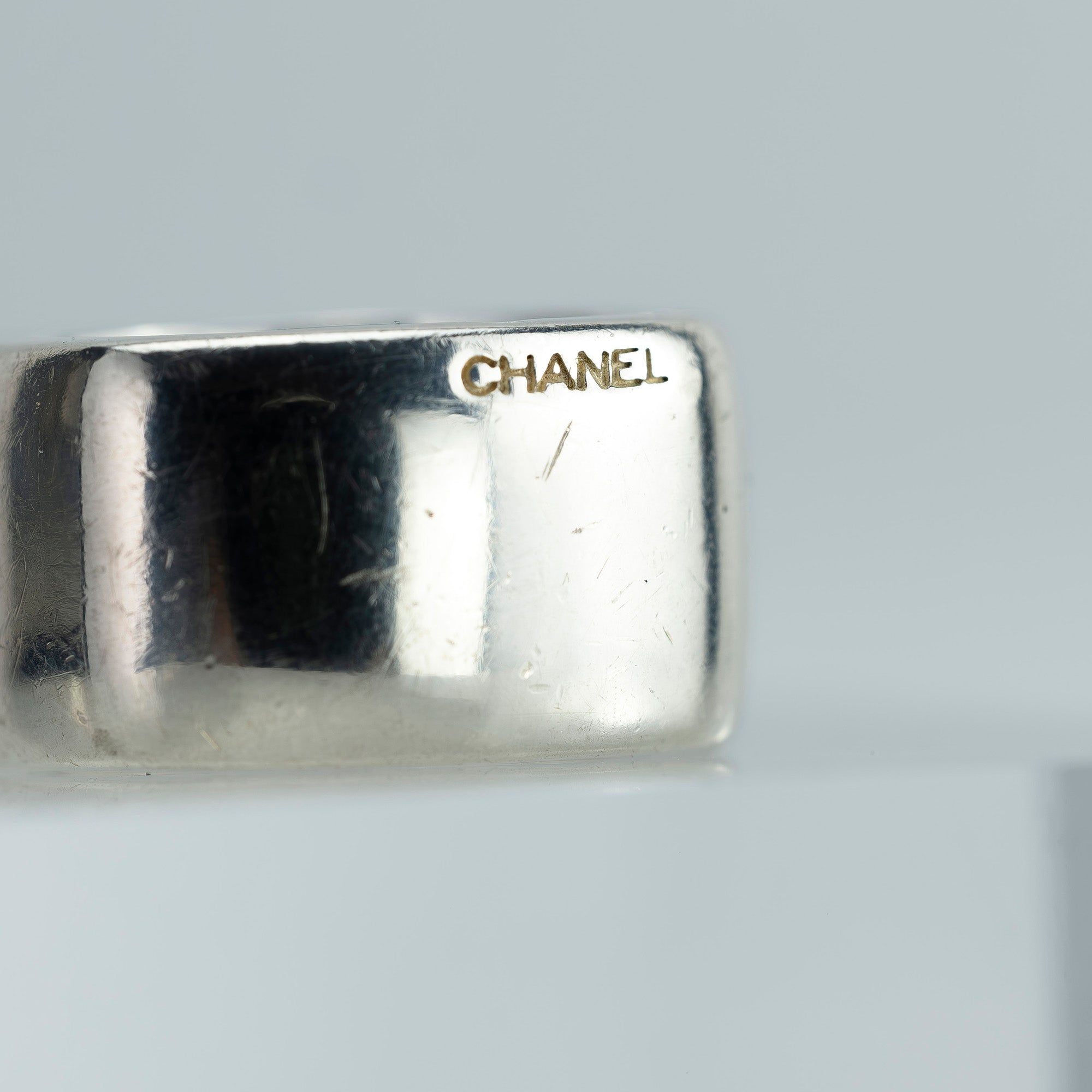 CHANEL logo ring, 925 silver, approximately size 15, silver accessories, vintage, brand accessories