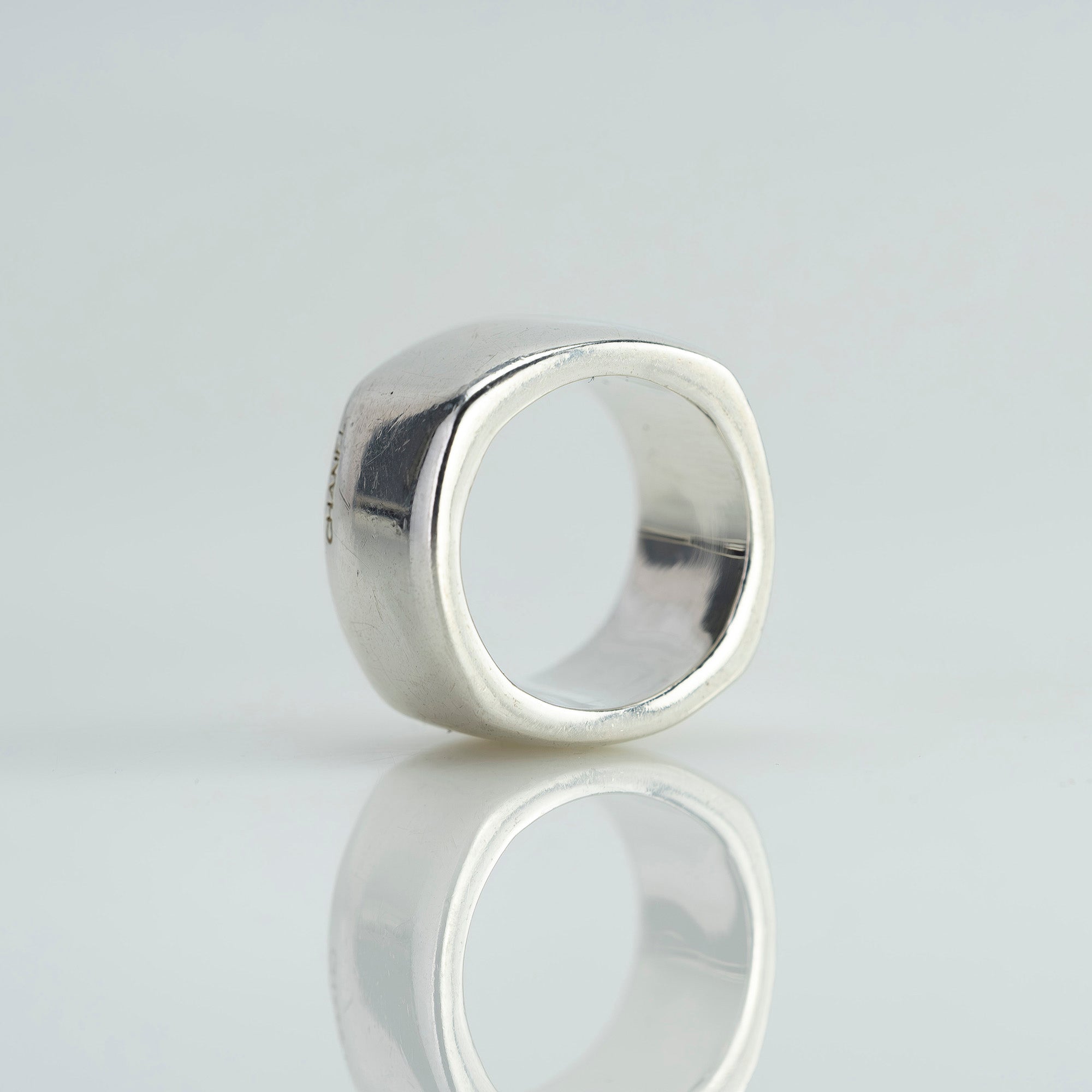 CHANEL logo ring, 925 silver, approximately size 15, silver accessories, vintage, brand accessories