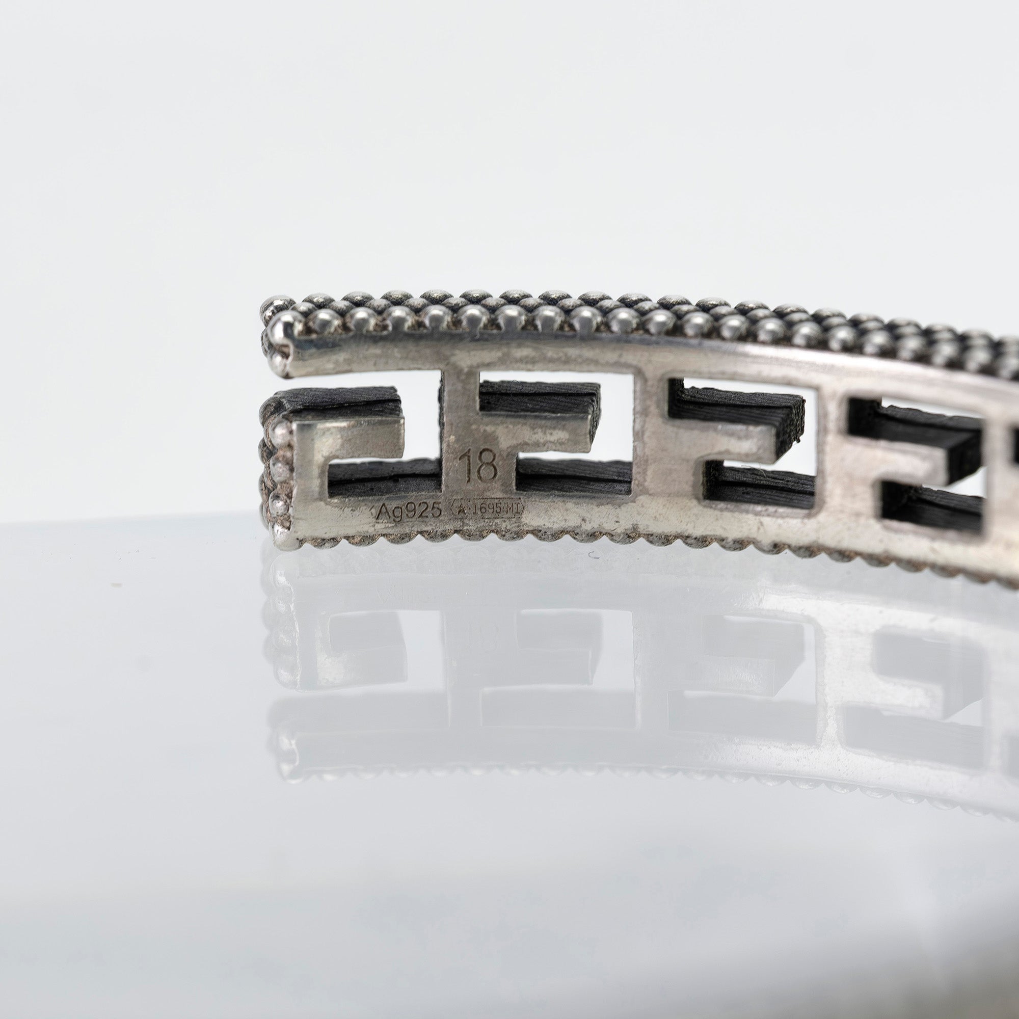 Gucci Arabesque G Motif Bangle #18, Sterling Silver, Approx. 20.6g, Men's Accessory, Box and Dust Bag Included