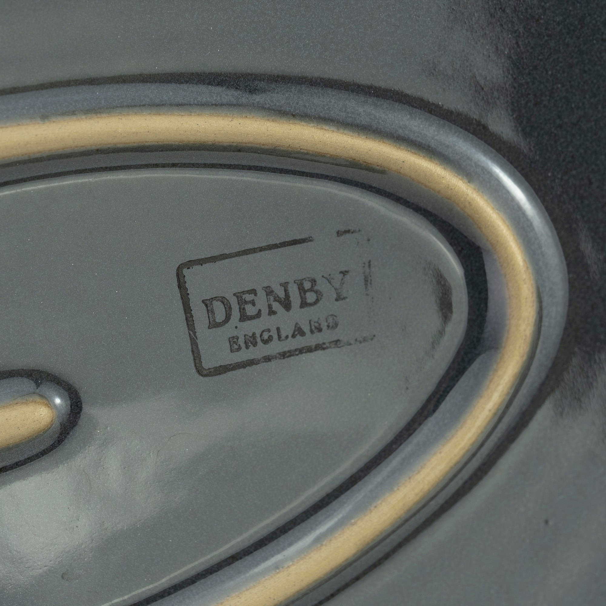 Vintage Denby Savile Grey gratin dish and oval plate set, made in England