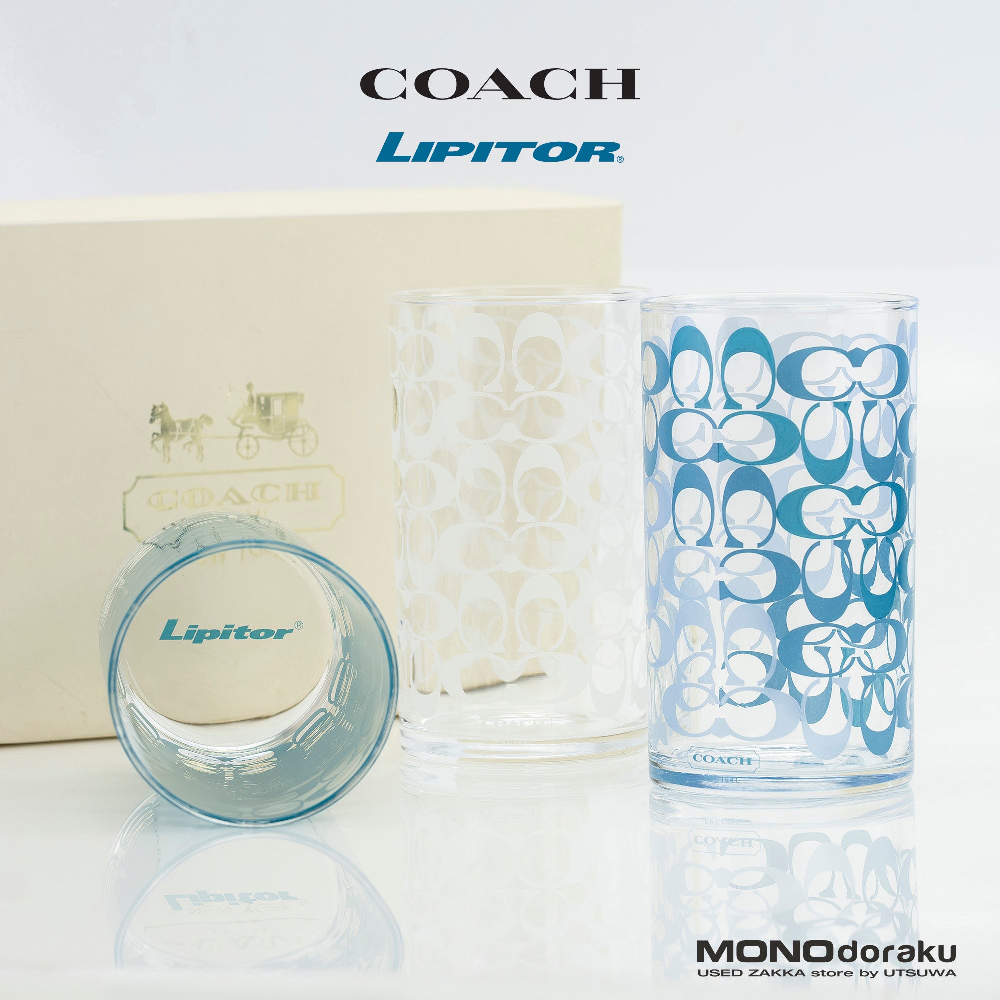 コーチ COACH グラスセット ロゴデザイン タンブラー 3色展開 ノベルティ 美品 【箱付】