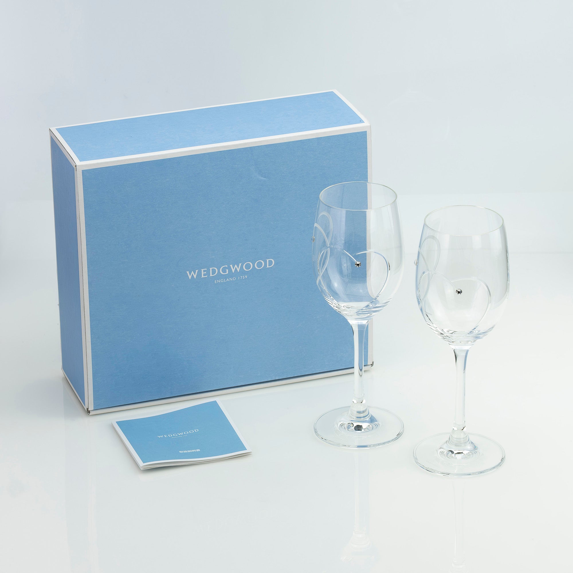 ウェッジウッド WEDGWOOD プロミシス トゥーハーツ ペア ワイングラス クリスタル ハートモチーフ フェミニン 英国製 美品 【箱付】