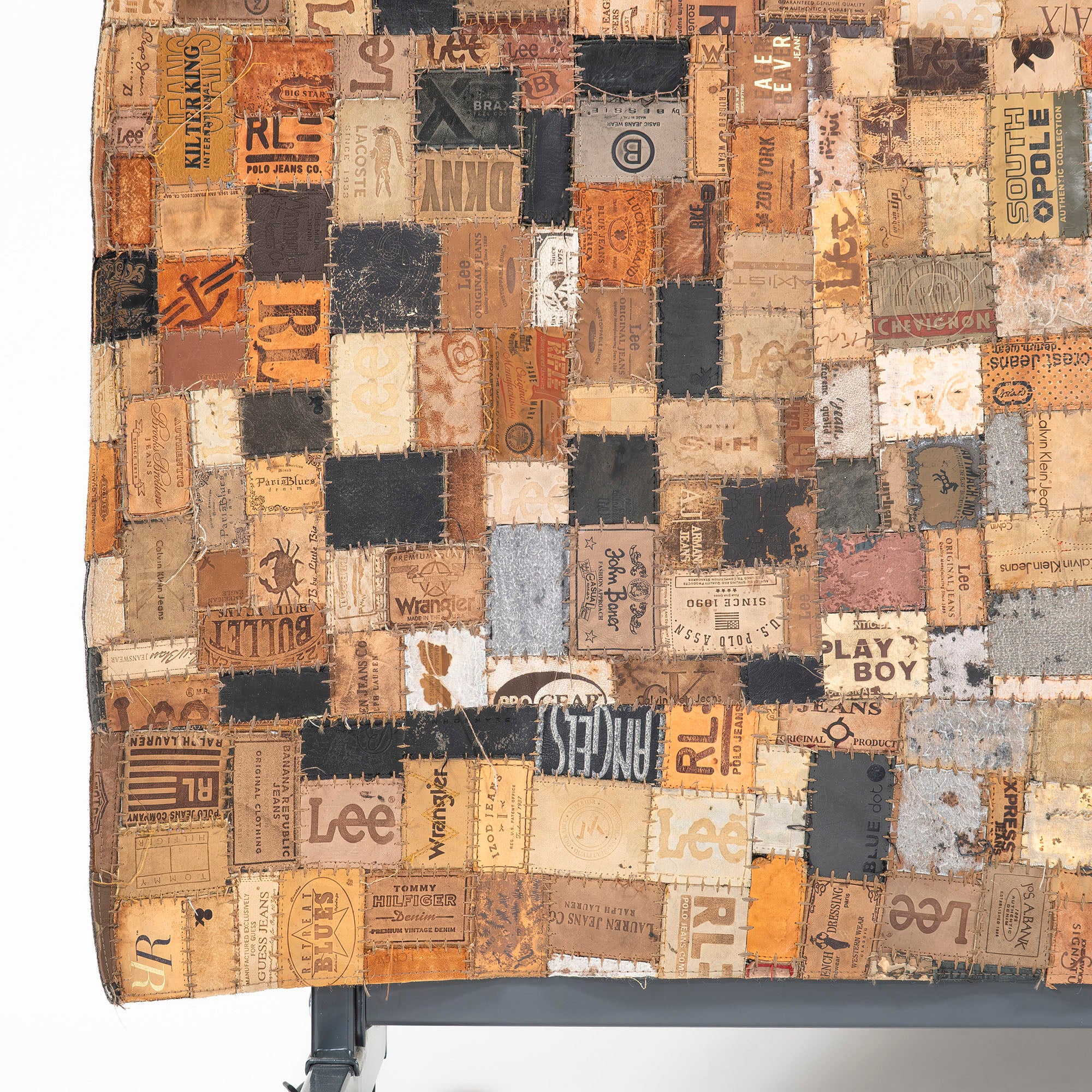 ラグ アスプルンド ASPLUND SHARDA レザーパッチワークラグ デニム革パッチ カーペット アップサイクル リメイク インダストリアル