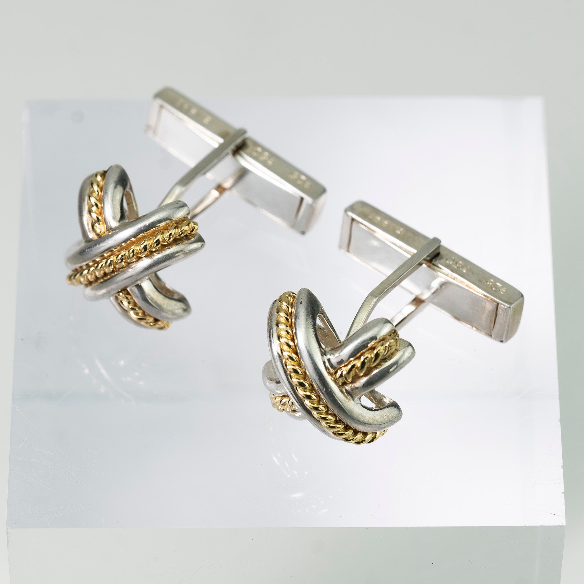 ティファニー TIFFANY & Co. シグネチャー カフス SV925 K18 コンビ クロスデザイン シルバー ゴールド メンズ アクセサリー