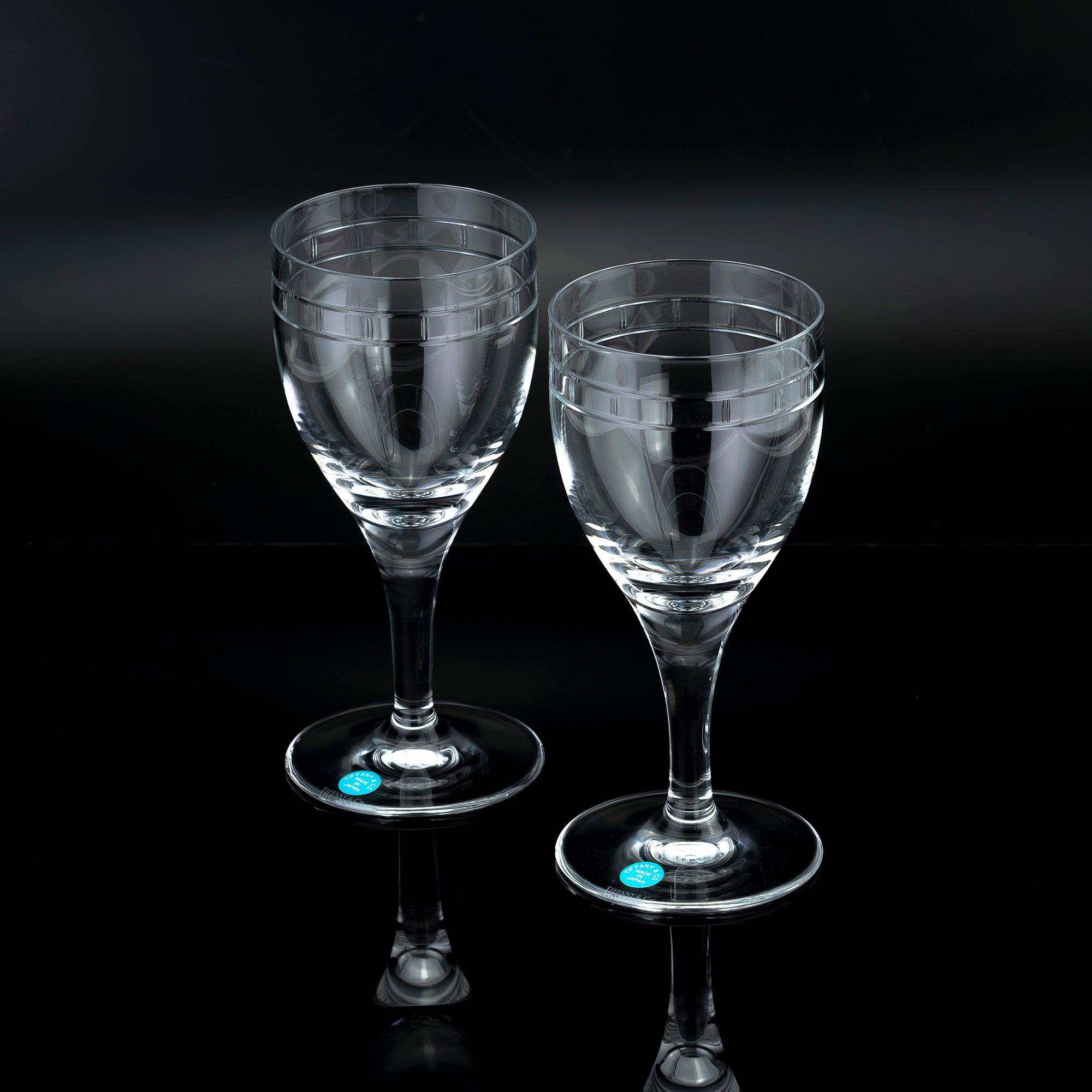 ティファニー TIFFANY&Co. アトラス ペア ワイングラス クリスタル ローマンインデックス シンプルモダン 美品【箱付】(1)