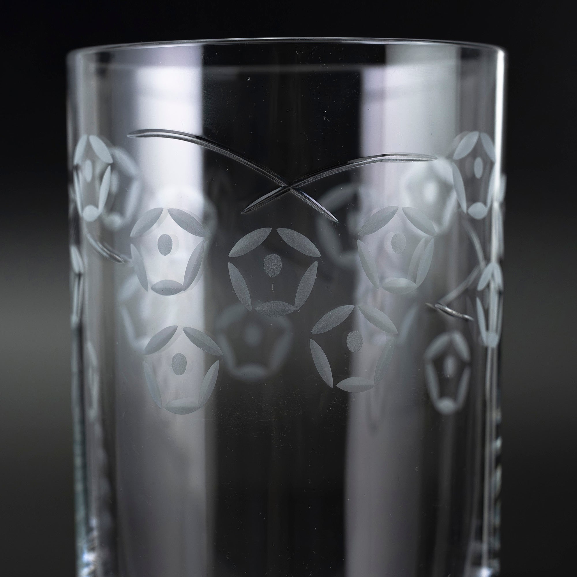 ティファニー TIFFANY&Co. 朝顔 ASAGAO エッチング タンブラー ペア クリスタルガラス ハイボールグラス【箱付】