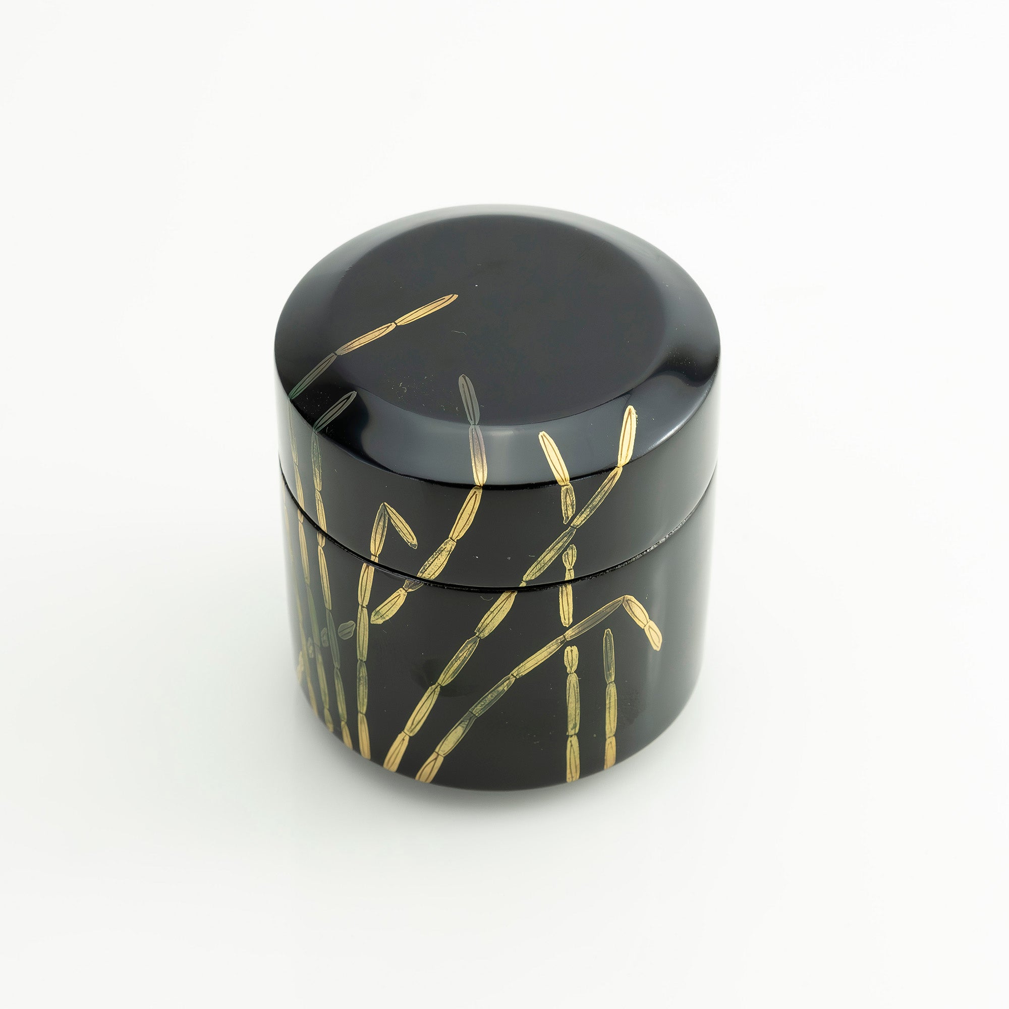 斎藤宗甫作 棗 木賊蒔絵 黒漆 共箱 茶道具 作家物 蒔絵 漆芸 抹茶器 わび意匠 茶器 美品
