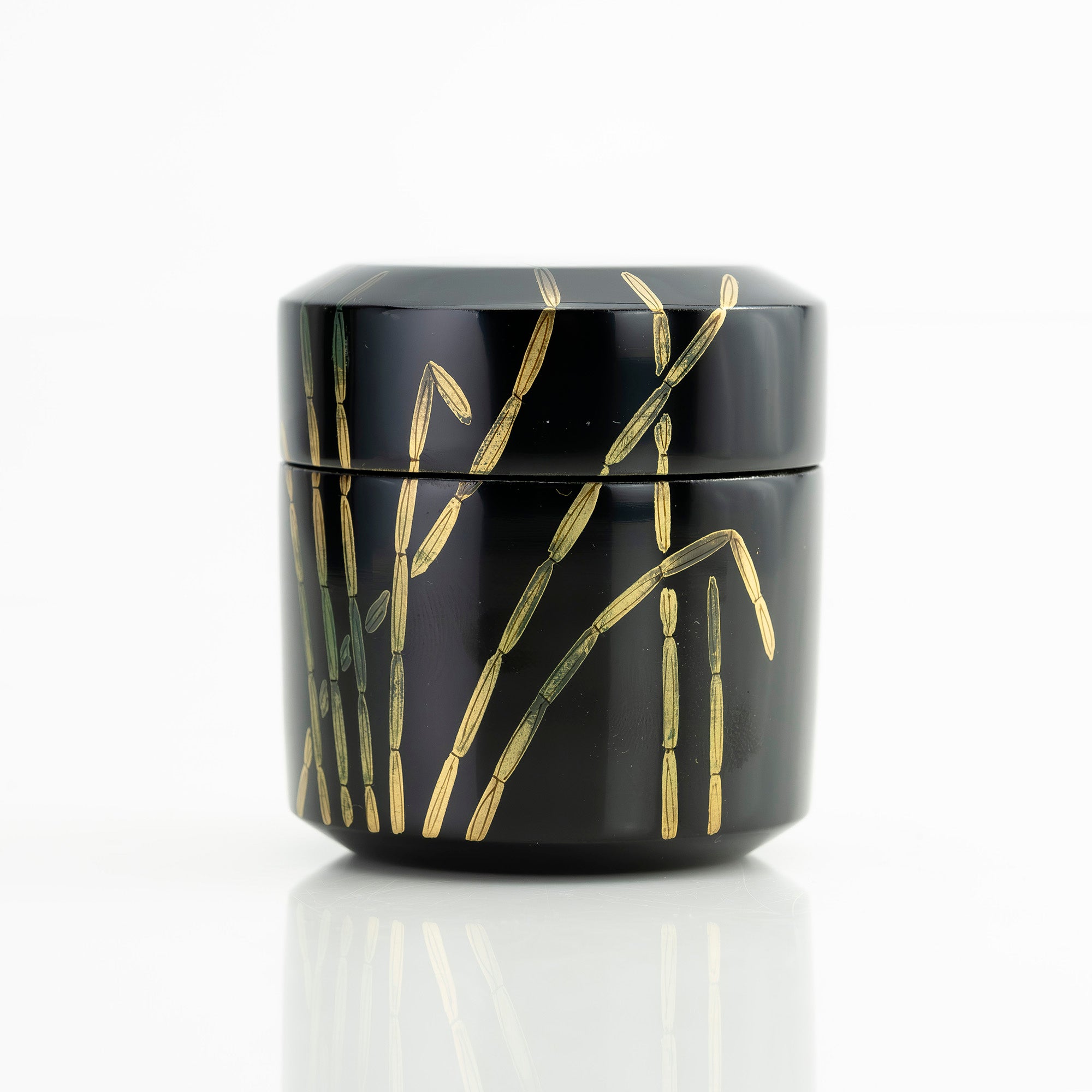 斎藤宗甫作 棗 木賊蒔絵 黒漆 共箱 茶道具 作家物 蒔絵 漆芸 抹茶器 わび意匠 茶器 美品