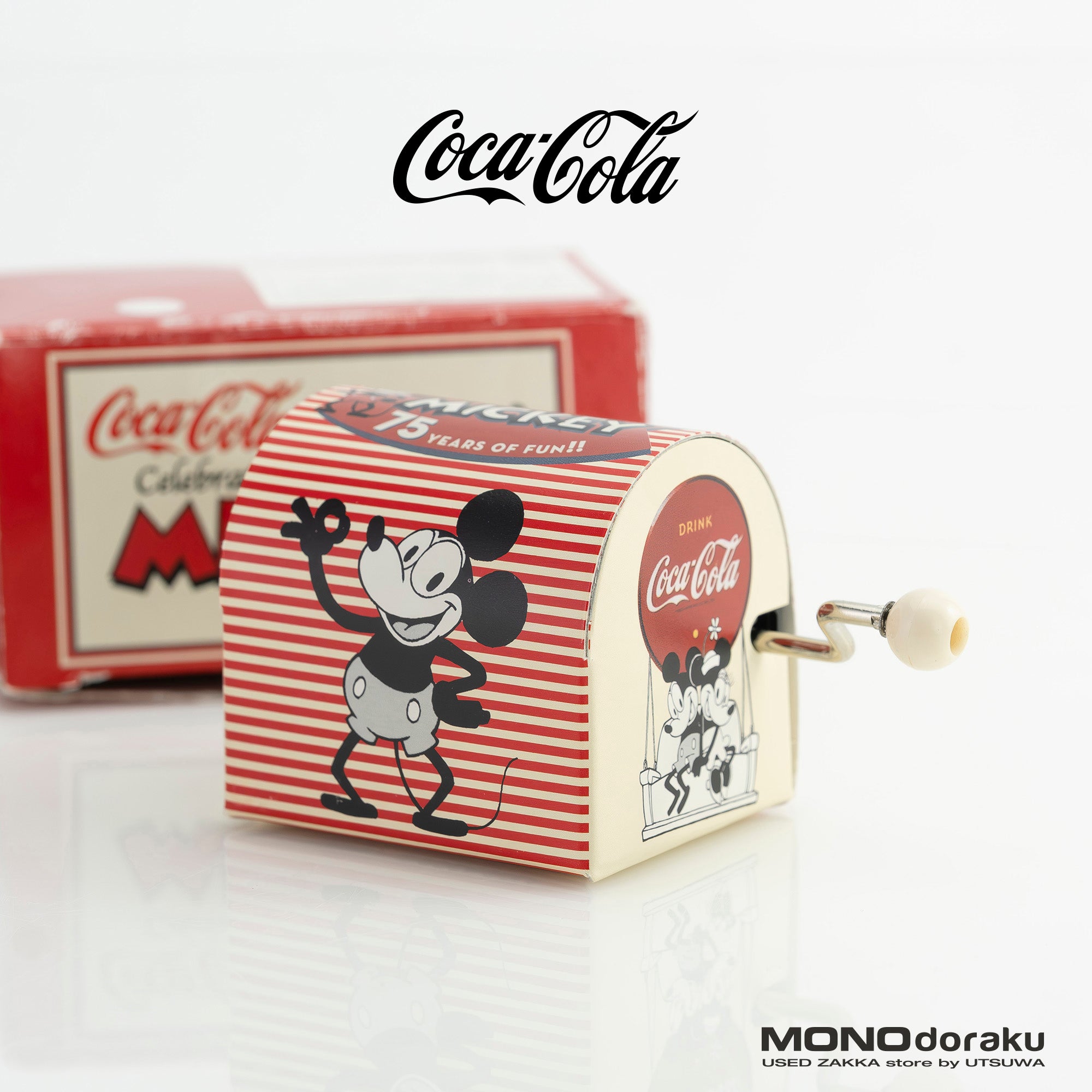 コカ・コーラ × ディズニー ミッキー75周年 手回しオルゴール It’s a Small World Sankyo製 箱付 2003年記念 コラボ限定【箱付】
