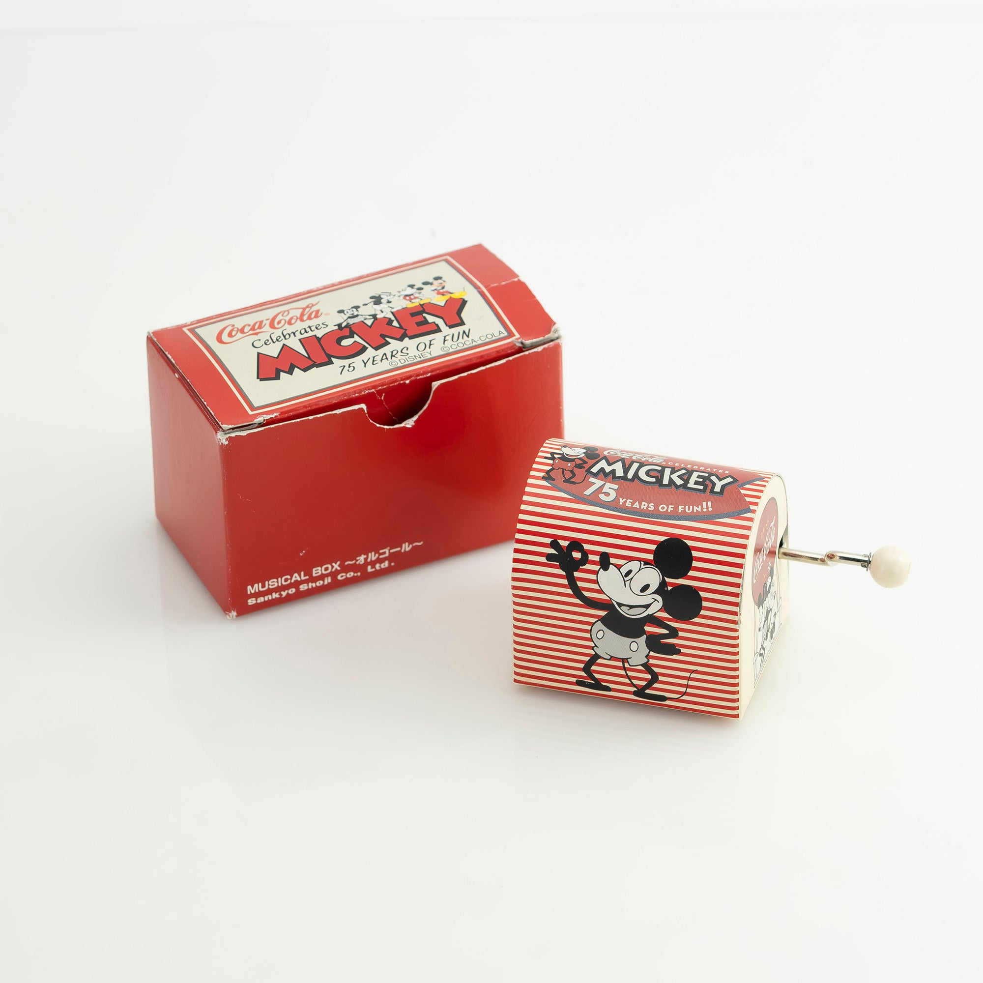コカ・コーラ × ディズニー ミッキー75周年 手回しオルゴール It’s a Small World Sankyo製 箱付 2003年記念 コラボ限定【箱付】
