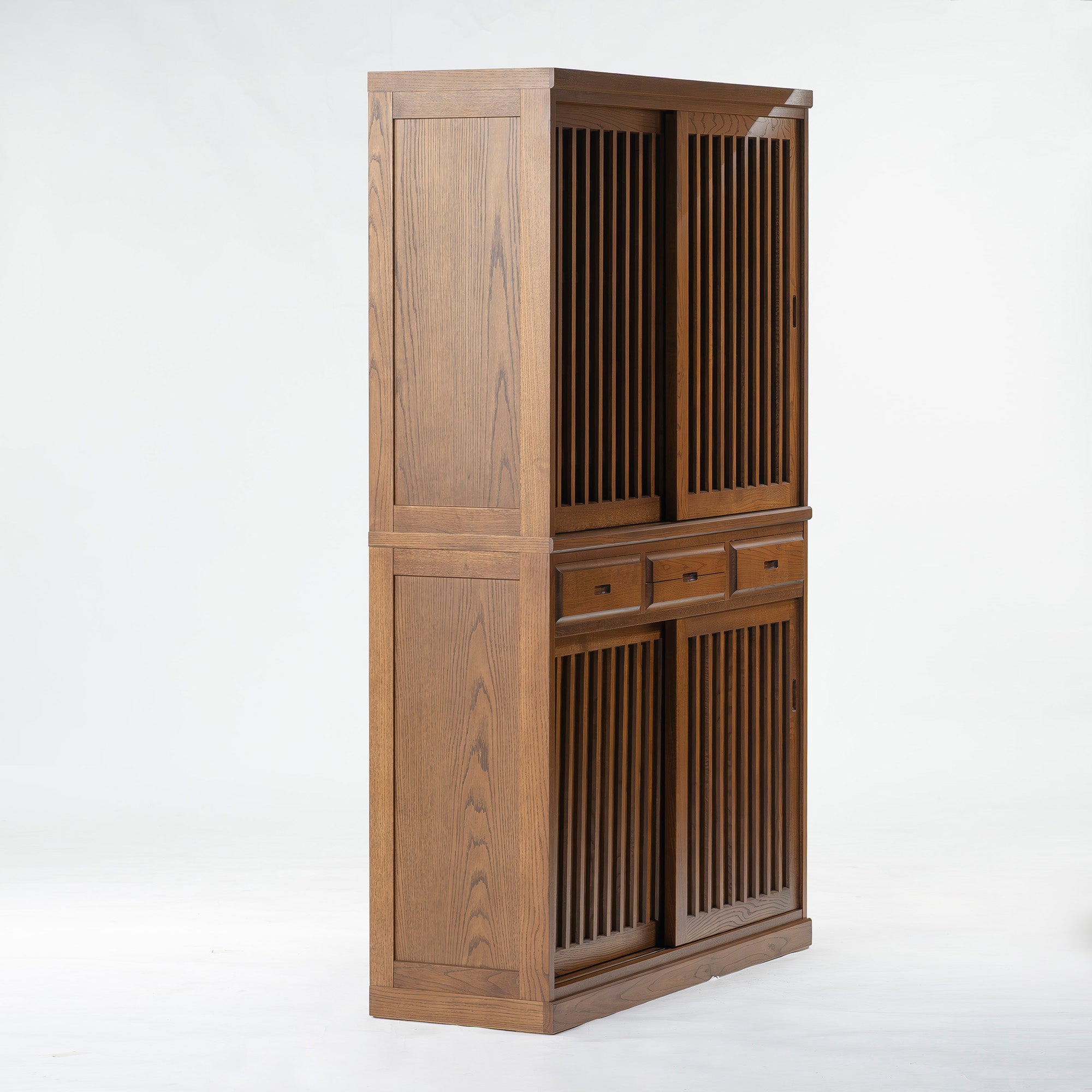 食器棚 旭川家具 クリエイトファニチャー CREATE FURNITURE 旭 水屋箪笥 ナラ材 オーク材 幅120 キッチンボード ダイニングボード 和モダン