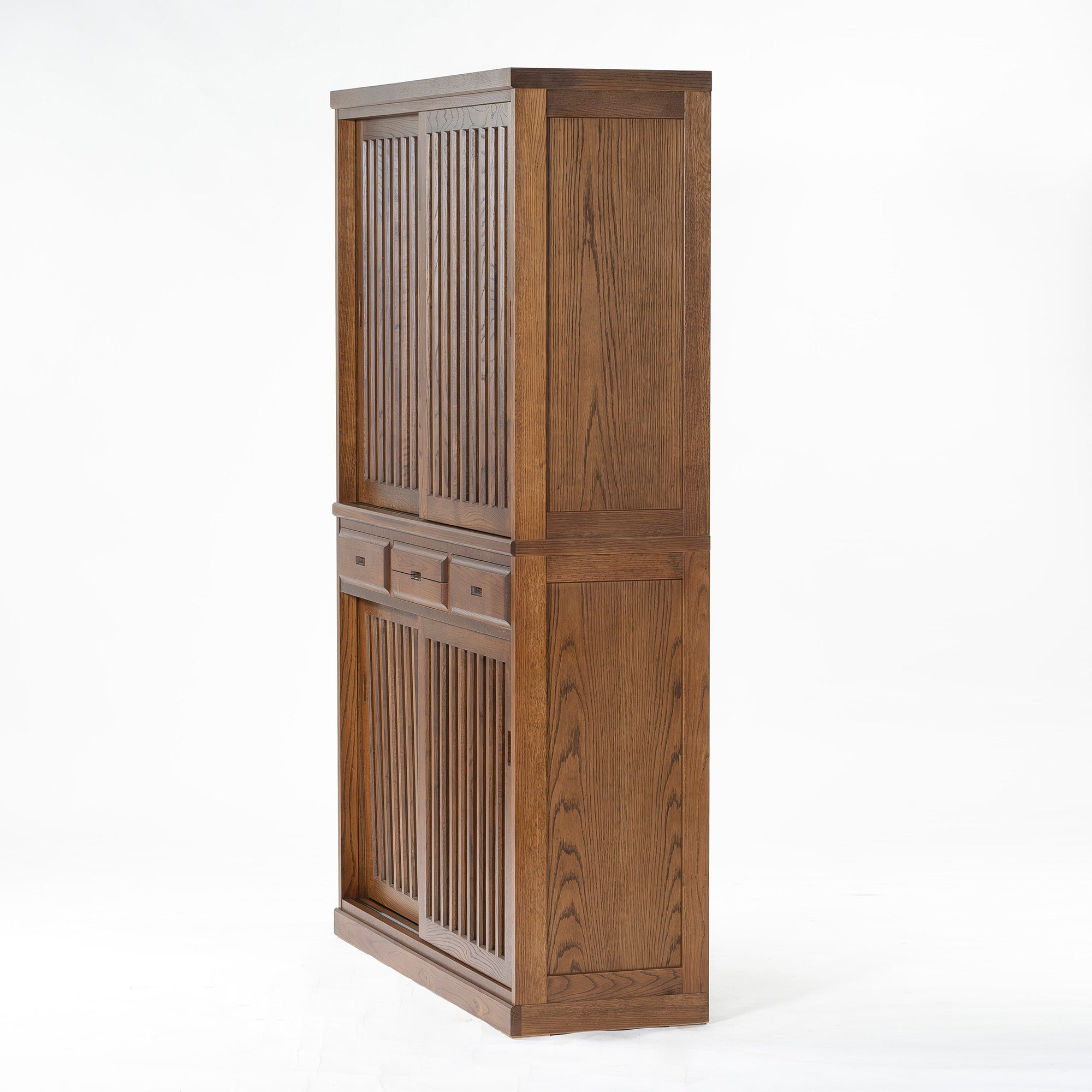 食器棚 旭川家具 クリエイトファニチャー CREATE FURNITURE 旭 水屋箪笥 ナラ材 オーク材 幅120 キッチンボード ダイニングボード 和モダン