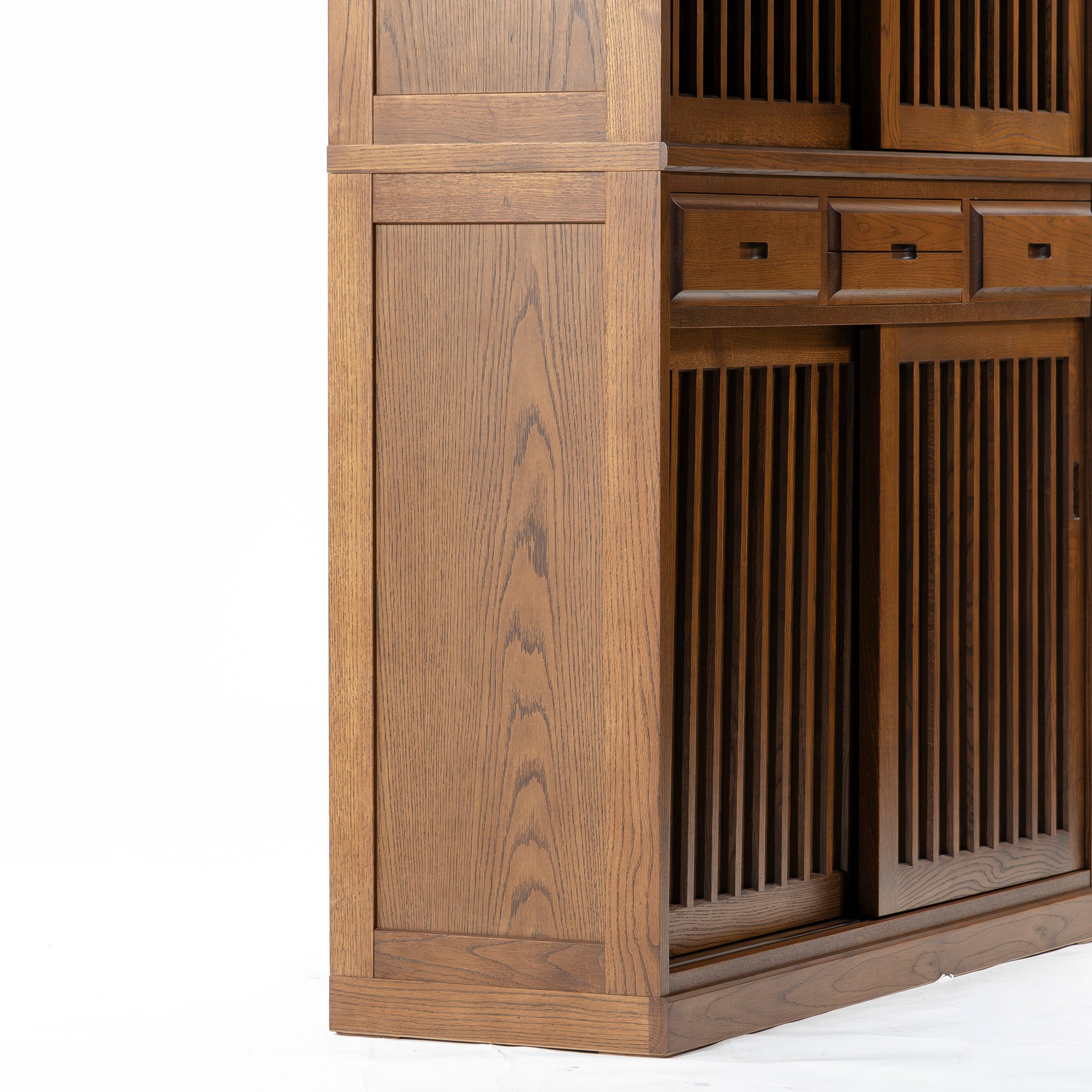 食器棚 旭川家具 クリエイトファニチャー CREATE FURNITURE 旭 水屋箪笥 ナラ材 オーク材 幅120 キッチンボード ダイニングボード 和モダン
