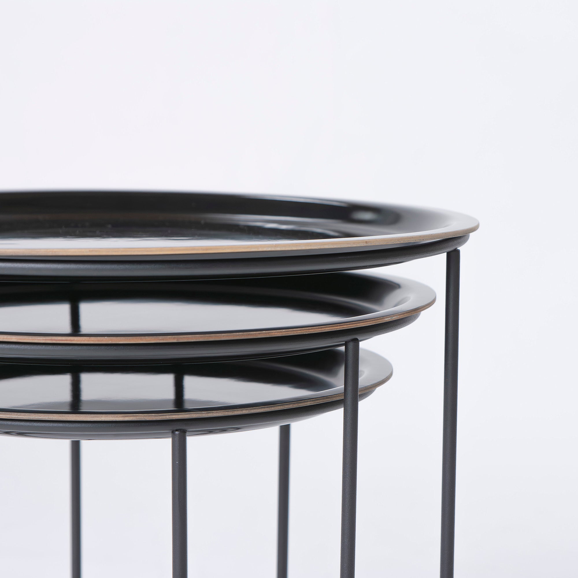 BoConcept Cartagena ネストテーブル 3点セット ブラックラッカー スチール 円形