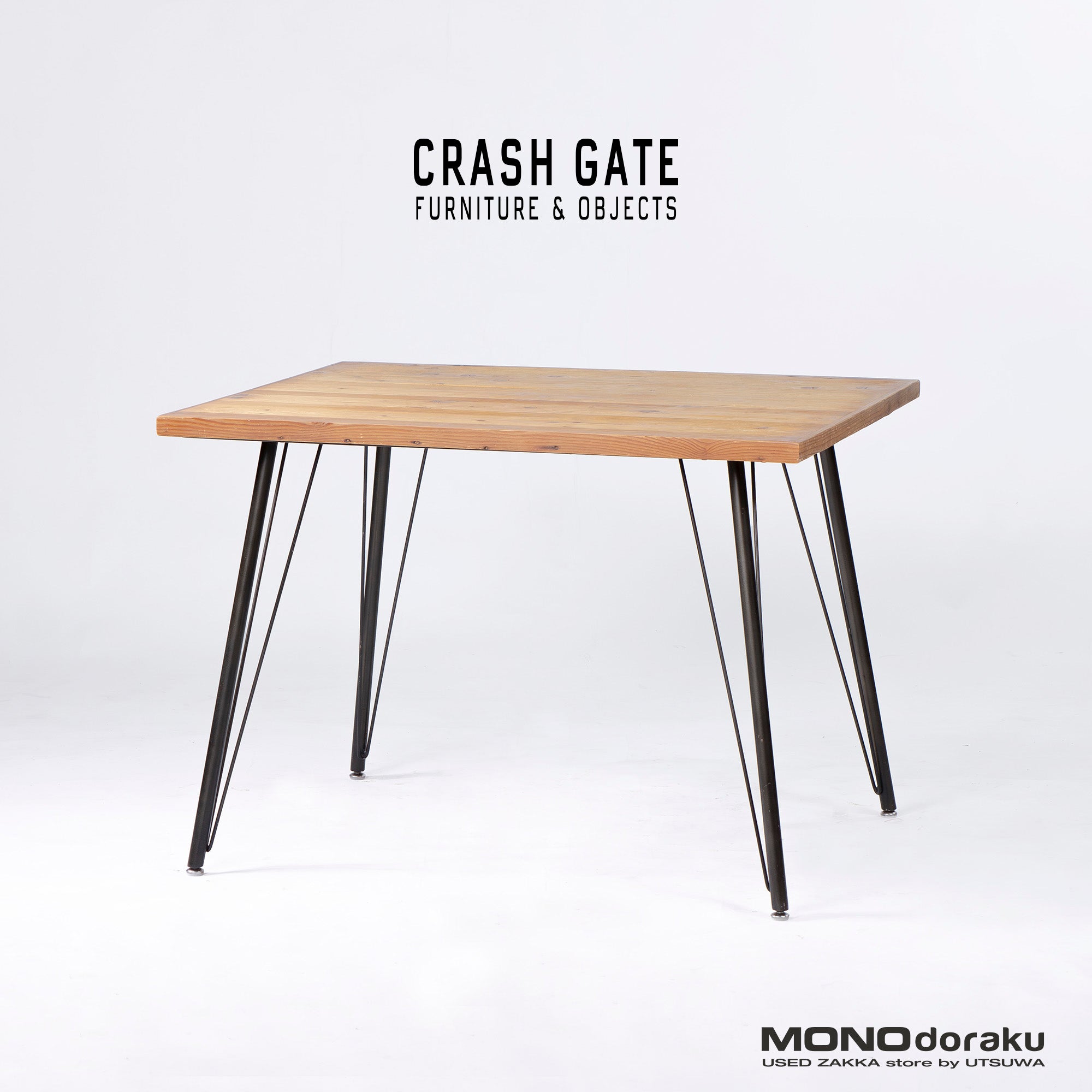 CRASH GATE Knot antiques FRANK III ダイニングテーブル パイン古材 スチール W100